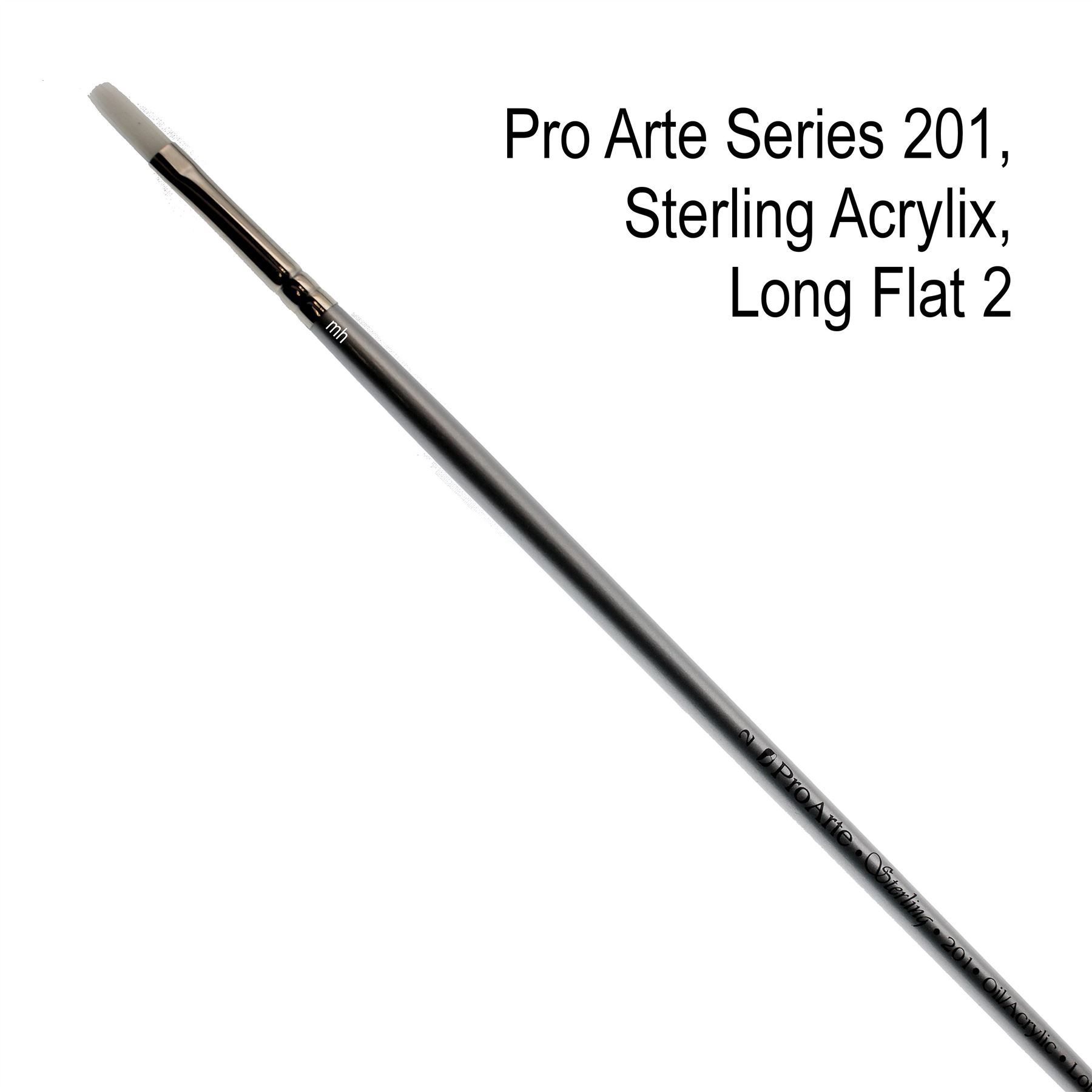 Artists acrylic Oil paint brush single long flat Pro Arte 201 Sterling Acrylix - Picture 7 of 12