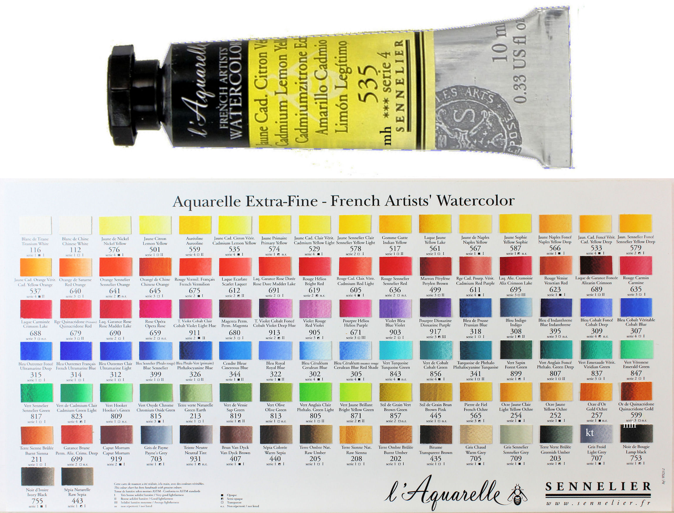 artists watercolour paint tubes 10ml Sennelier l'aquarelle professional