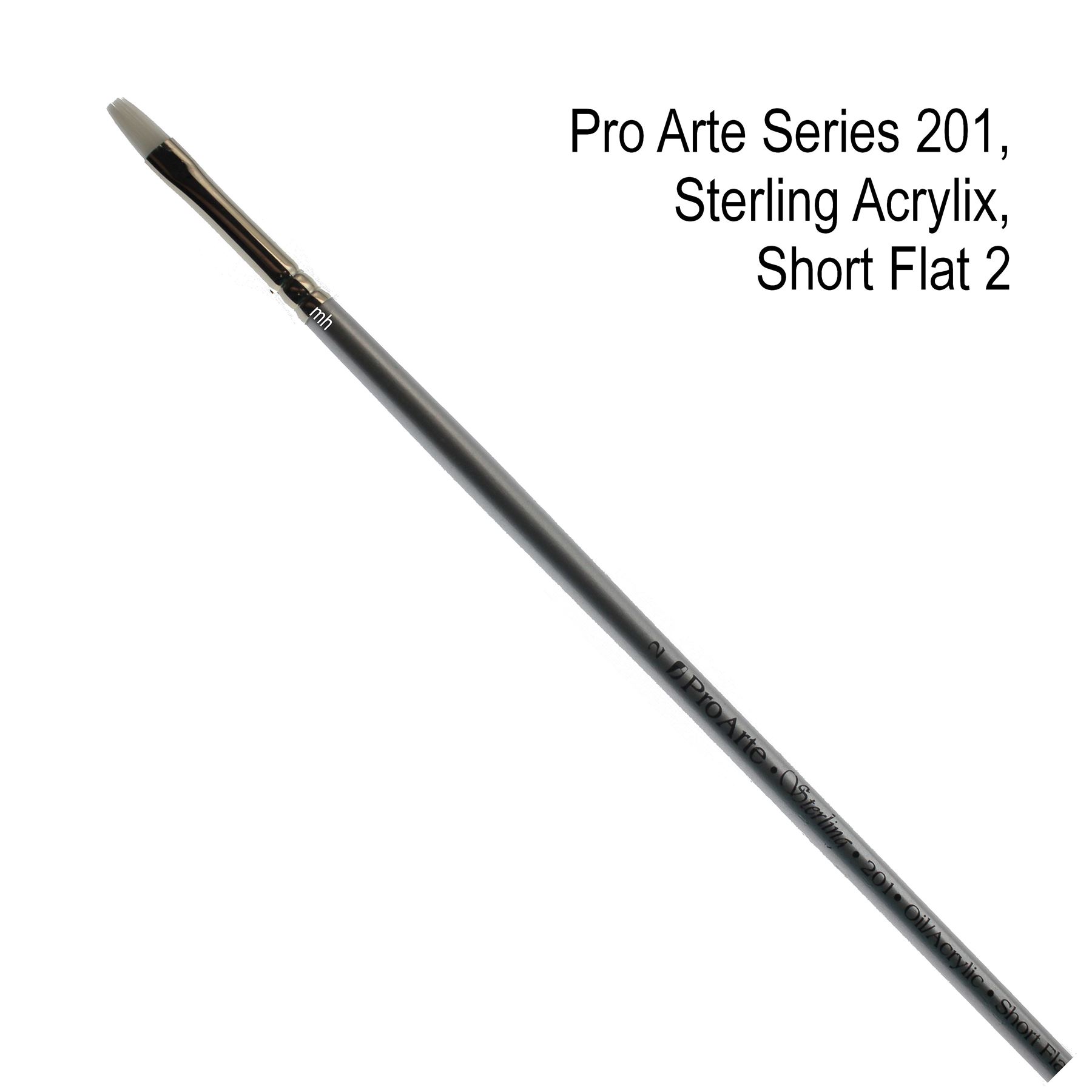single artists brush Pro Arte Series 201 short flat acrylic oil paint brushes - Picture 6 of 11