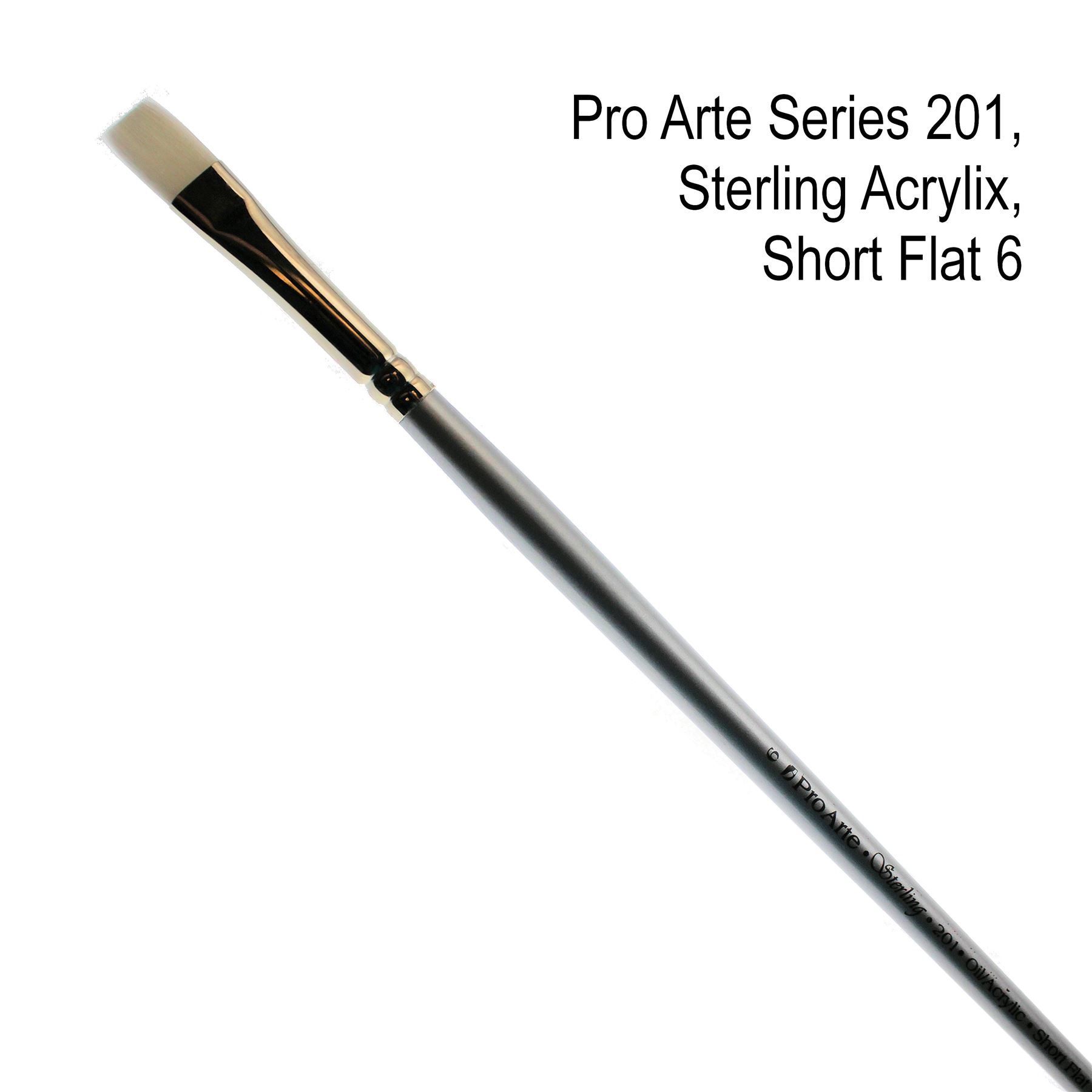 single artists brush Pro Arte Series 201 short flat acrylic oil paint brushes - Picture 9 of 11