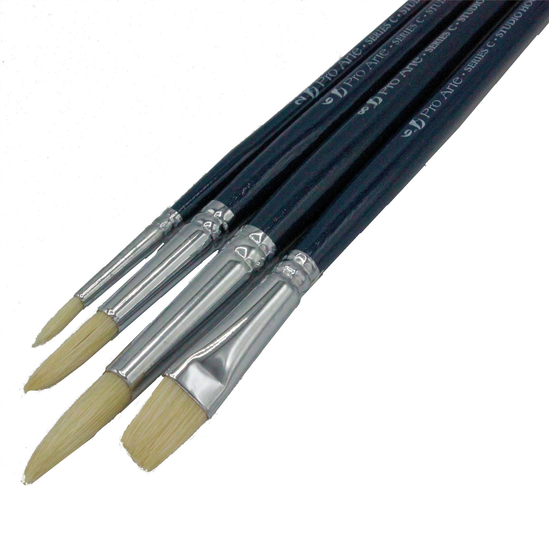Pro Arte C Hog Hair Brushes – Round & Flat Sets | 4/20/40/100 for Students - Picture 8 of 28
