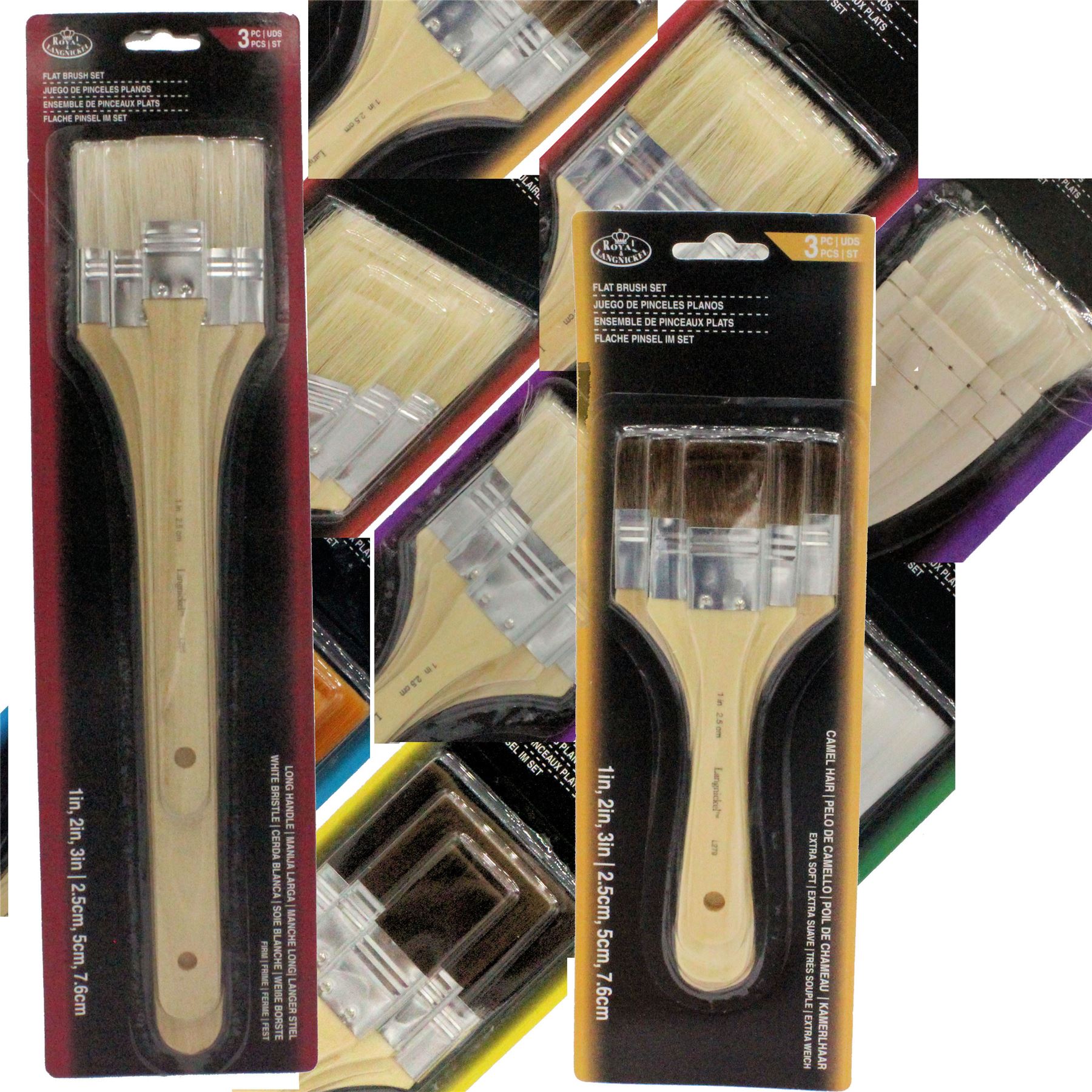 Large area brushes 1" 2" 3" artists paint brush sets inches Wash Firm Soft eBay