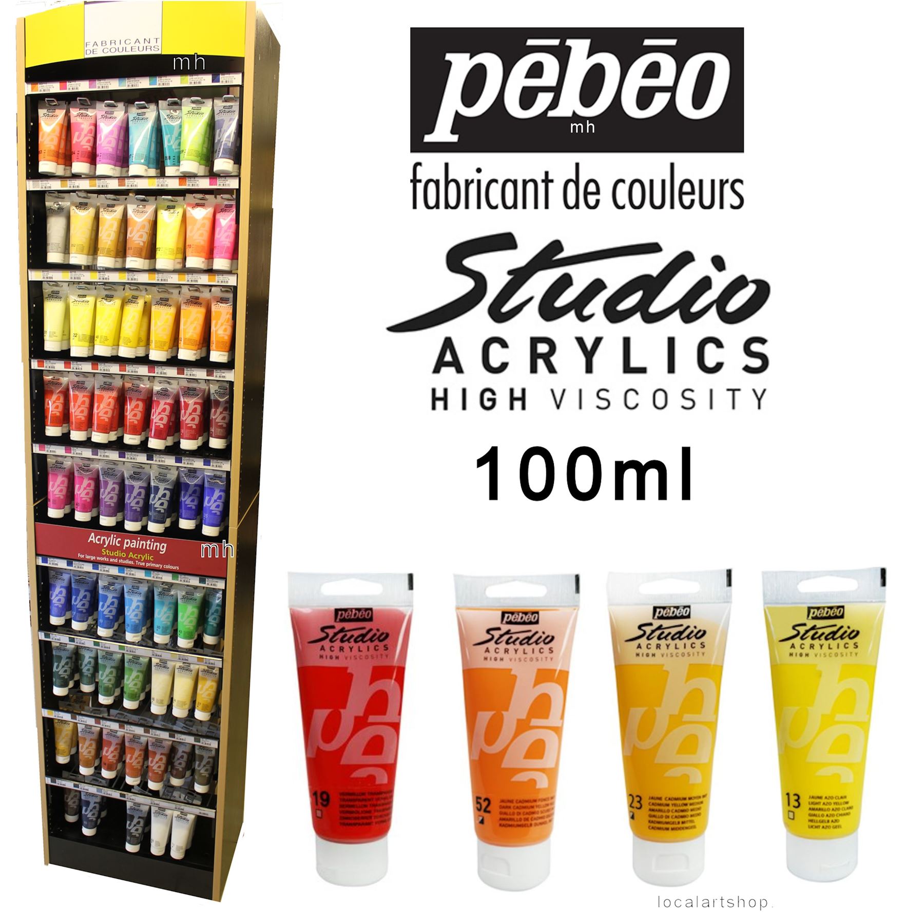 Acrylic Paint 100ml Tubes Assorted Colours single Pebeo Studio High