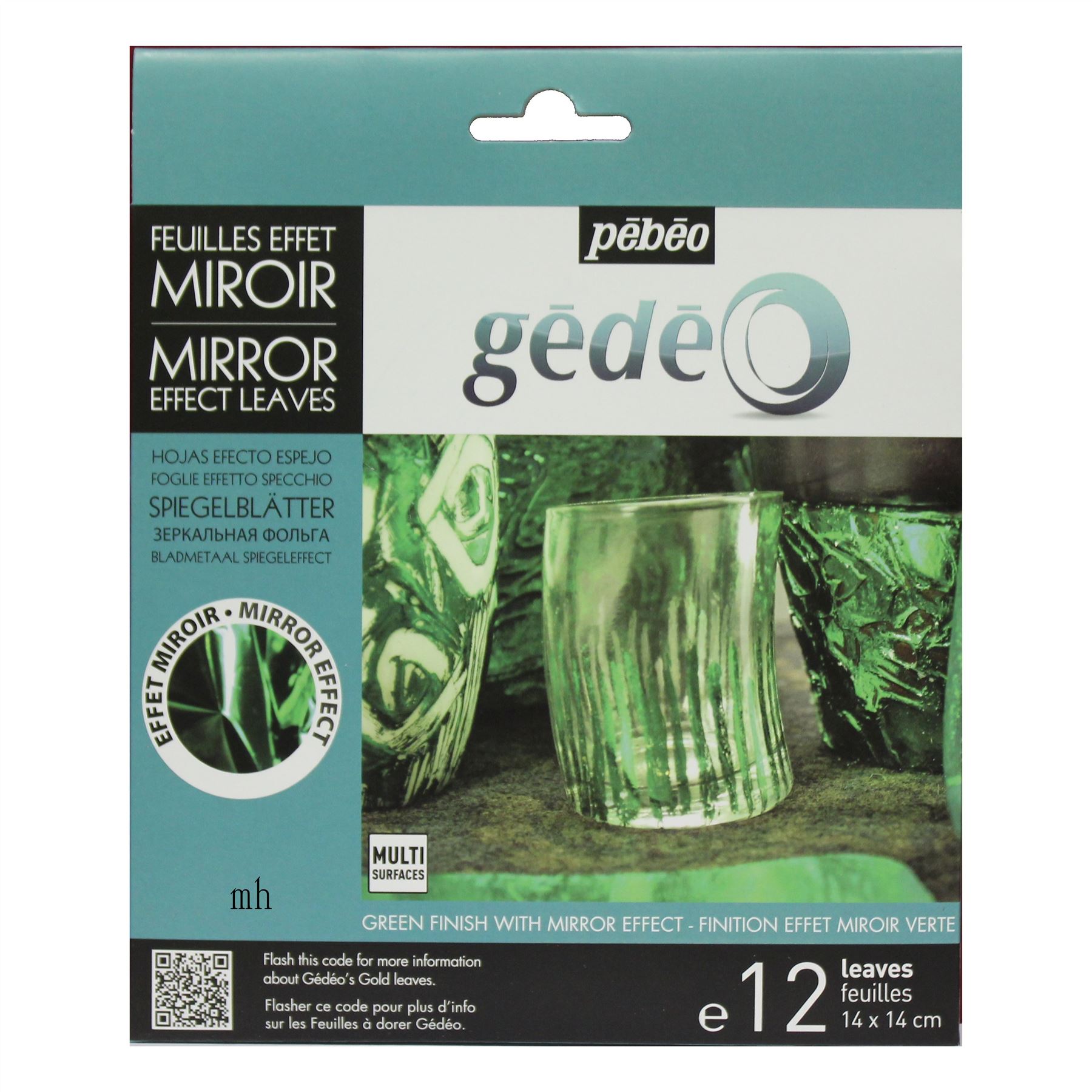 Pebeo Colour Mirror Effect Leaves Finishing 12 Sheets Red Green Gold Blue Silver