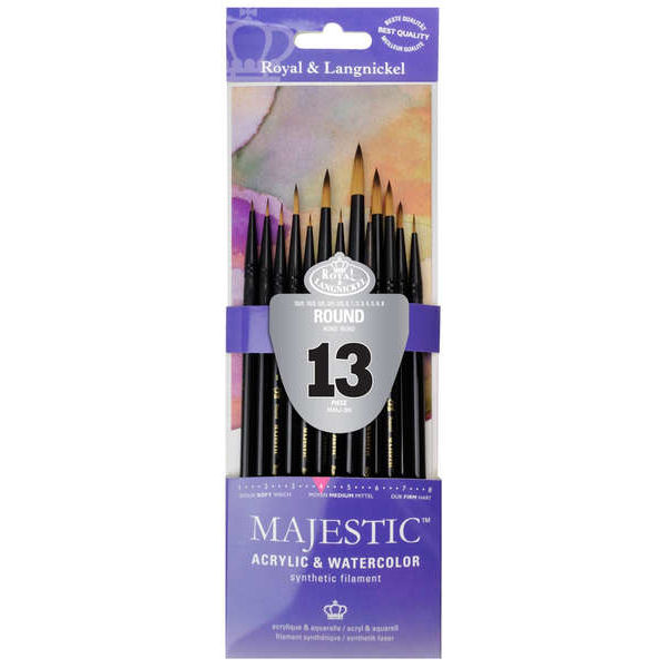 watercolour acrylic artists brushes round flat majestic brush royal langnickel - Picture 9 of 10