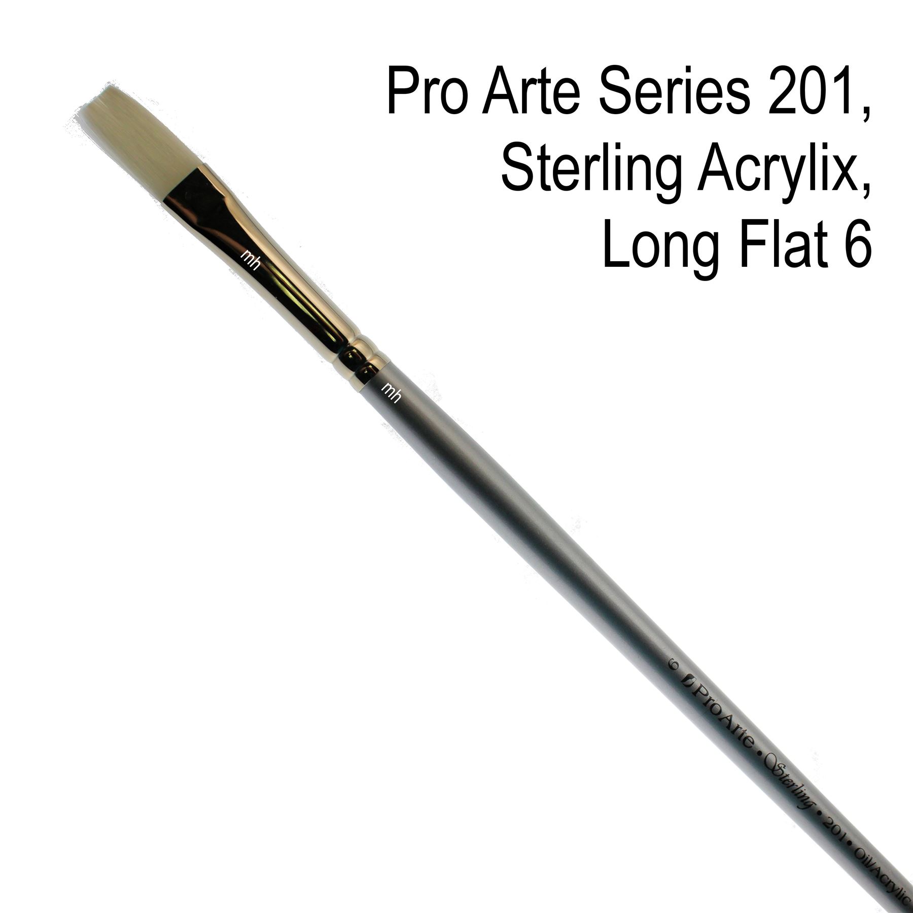 Artists acrylic Oil paint brush single long flat Pro Arte 201 Sterling Acrylix - Picture 9 of 12