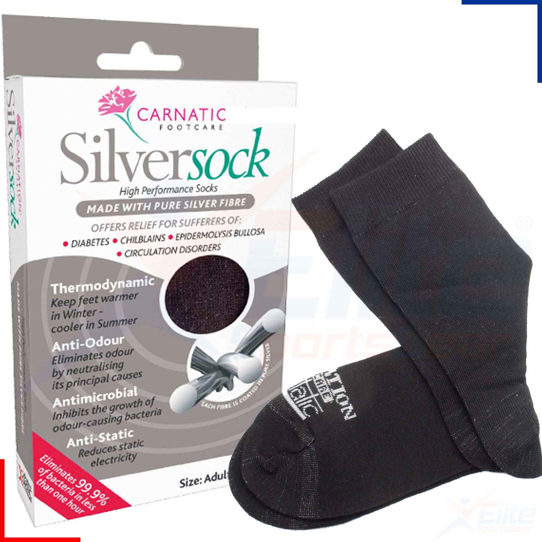 Carnation Silver Socks Circulation Relief, Diabetes, Foot Odour