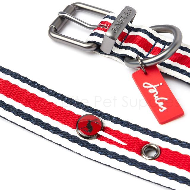 Joules Dog Collar Striped Adjustable Coastal Red or Navy Stripe eBay