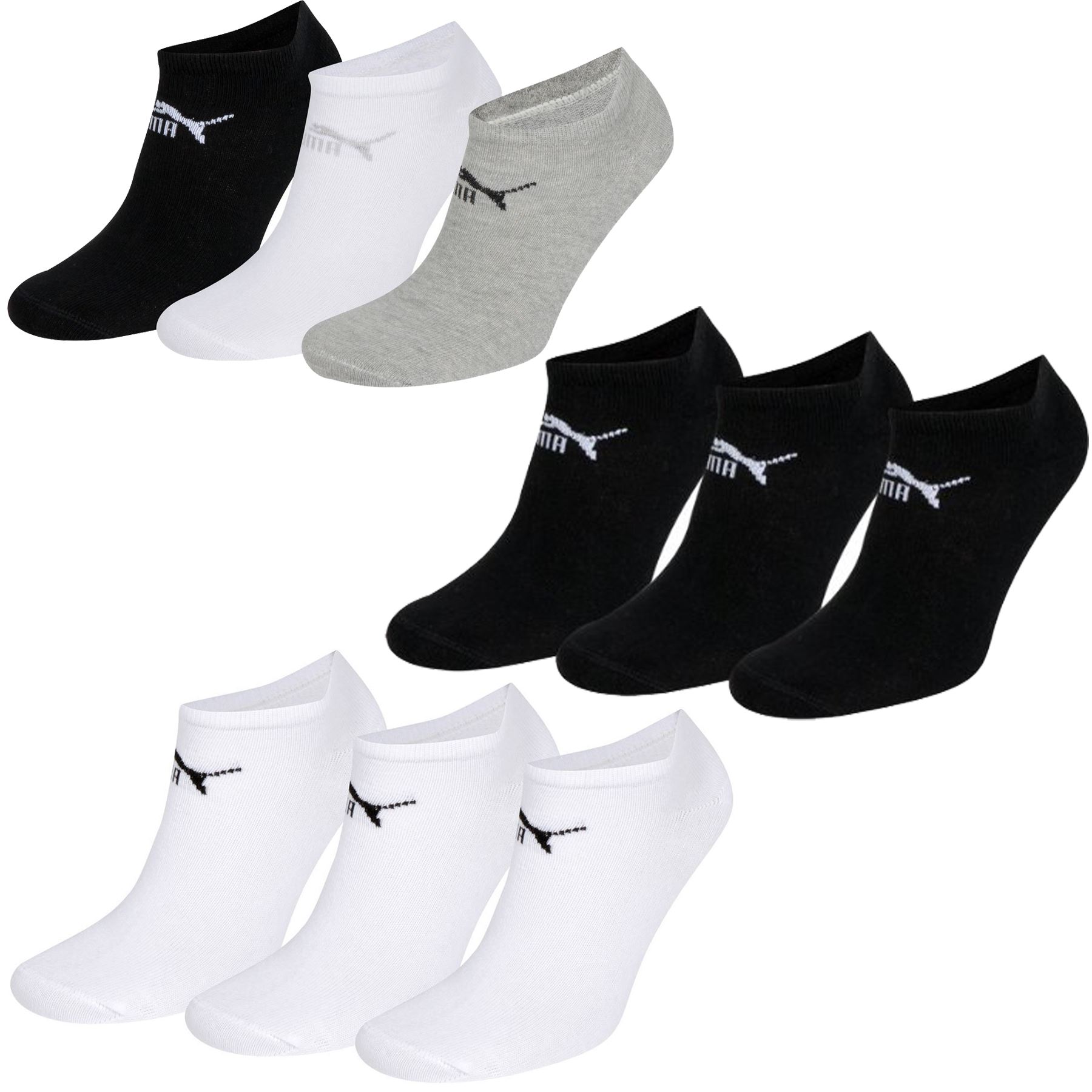Puma Sneaker Trainer Sport Gym Socks Plain Cotton Blend 3 Pairs UK 2.5