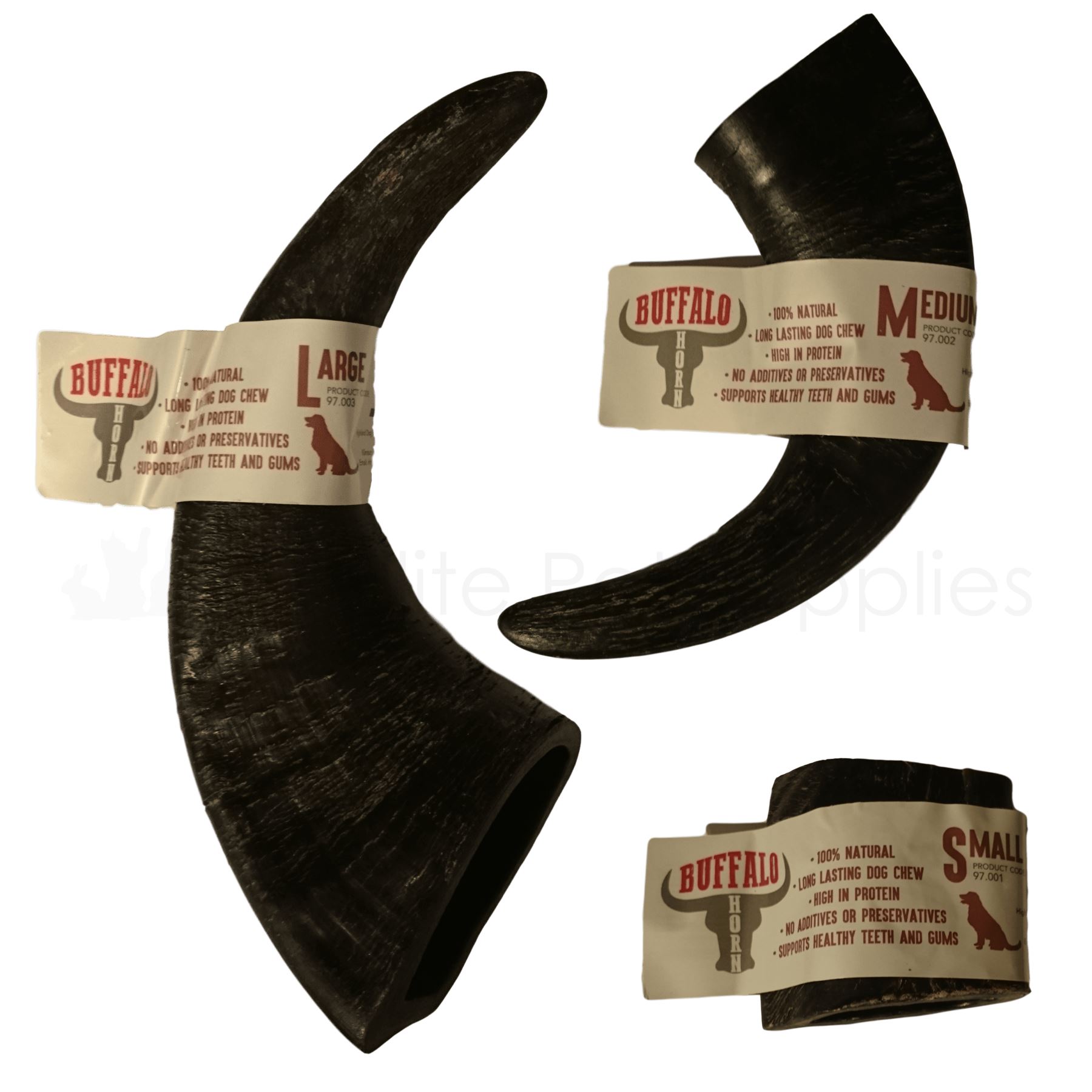 Antos Buffalo Horn Dog Chew Long Lasting Treats 100 Natural S, M or L