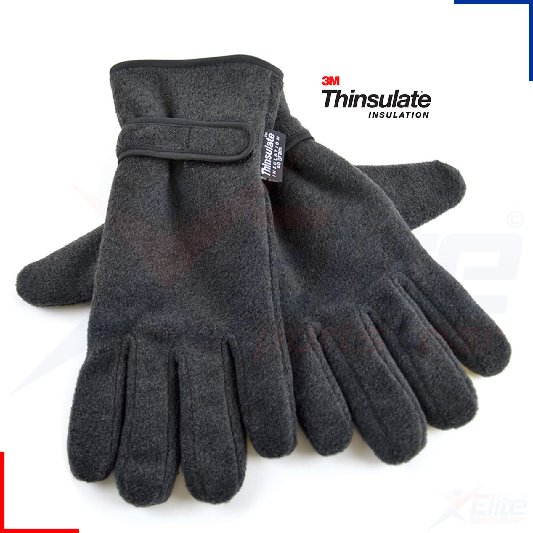 Mens 3M Thinsulate Fleece Gloves Warm Thermal Winter Black/ Grey eBay
