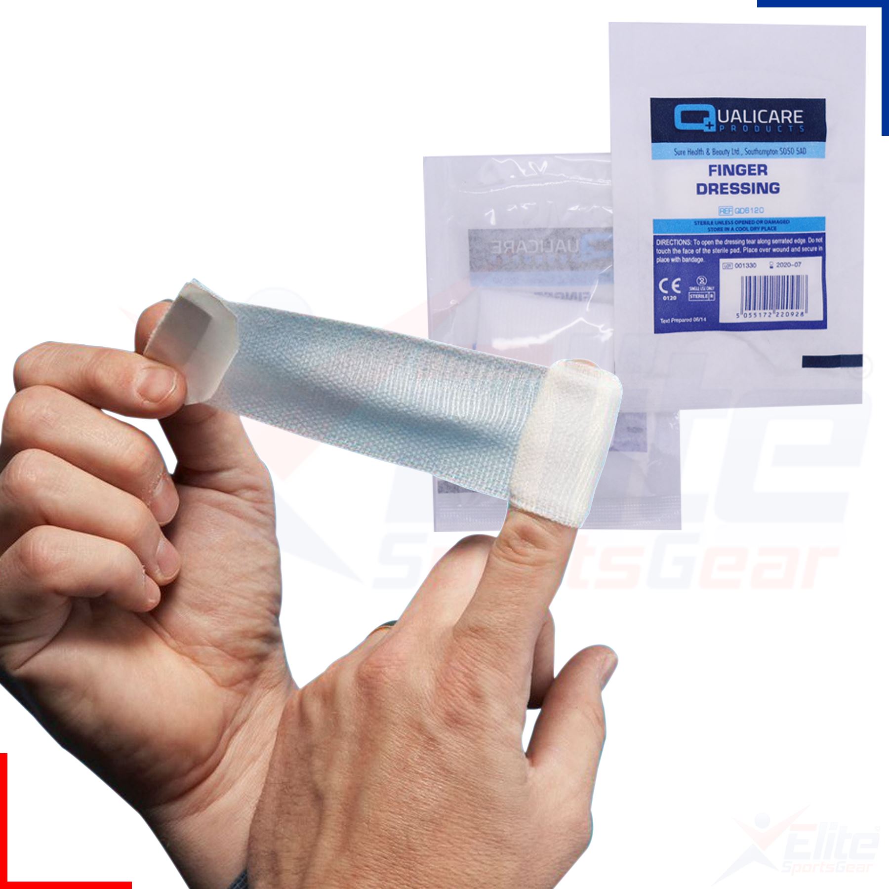 Qualicare First Aid Finger Dressing Bandage 3.5cm x 3.5cm Sterile Cut
