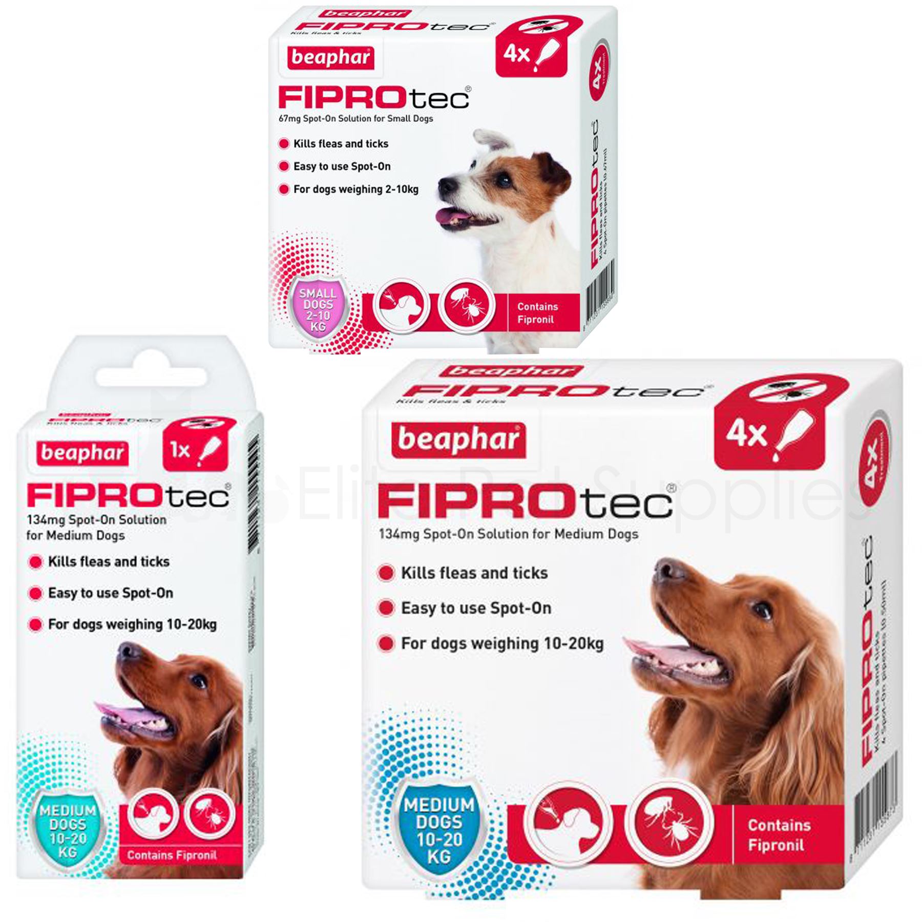 Beaphar FIPROtec SpotOn Flea Tick Treatment for Small or Medium Dogs