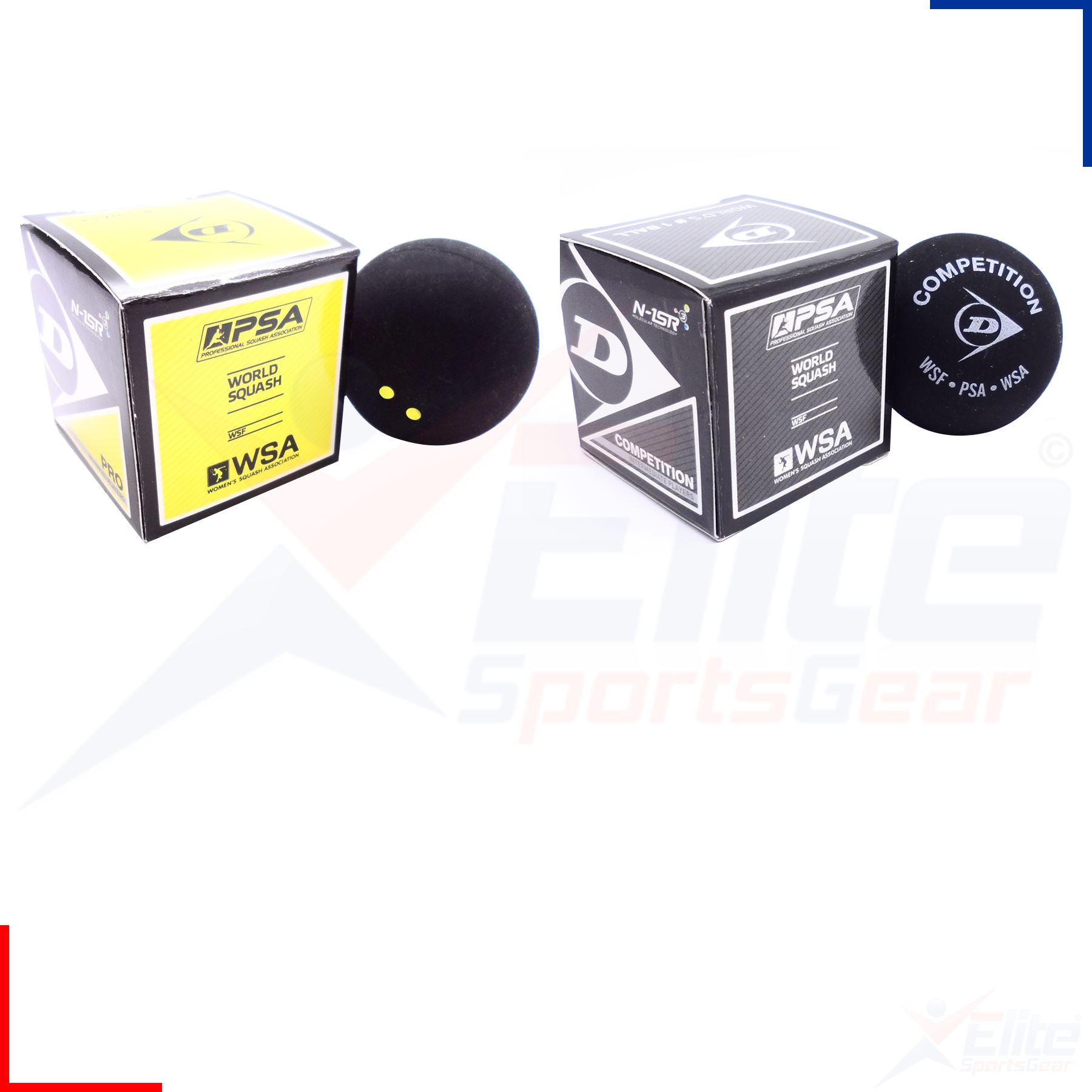 Dunlop Pro Squash Balls Double Dot Yellow, Intro Blue, Red Progress, Competition - Picture 12 of 14