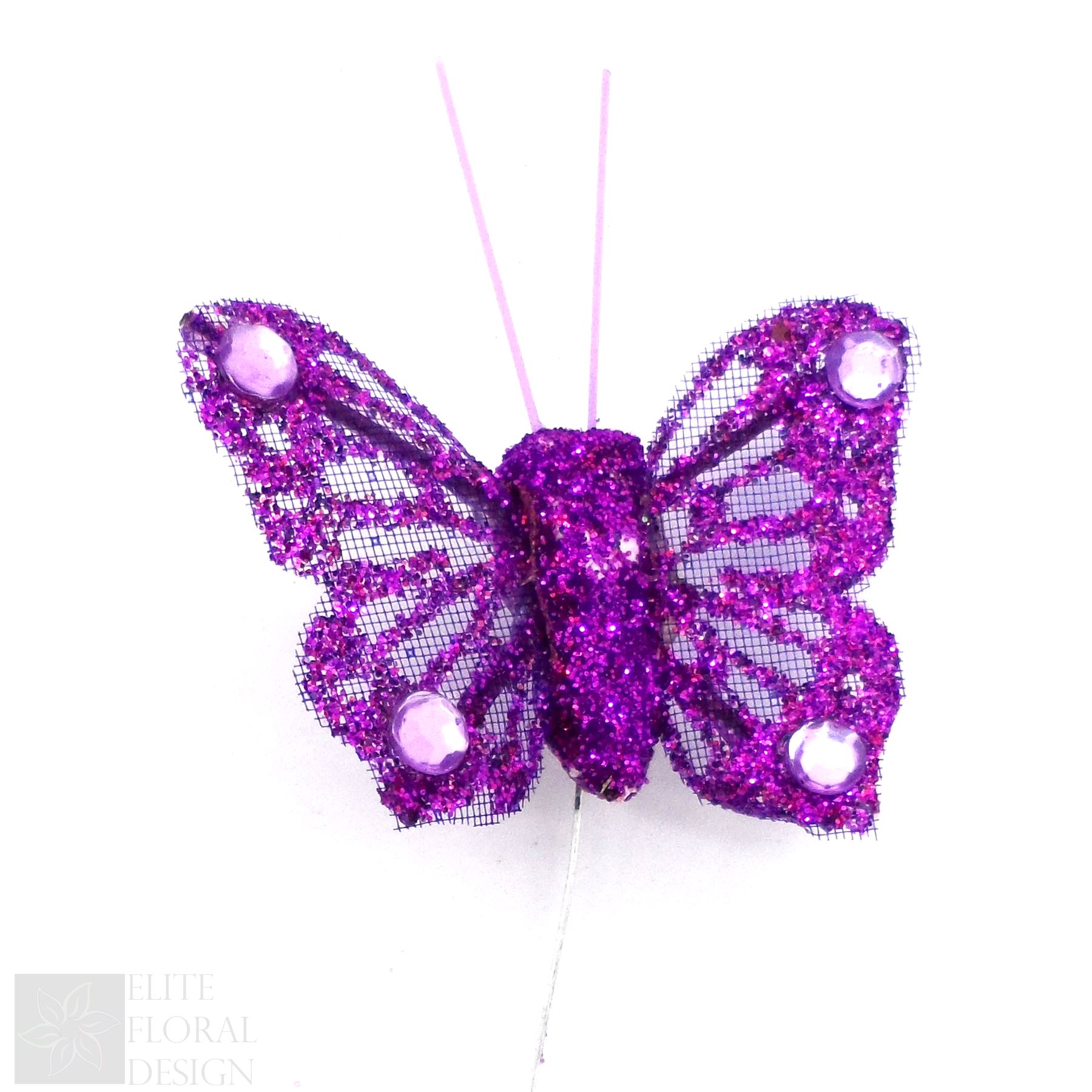 4cm organza butterfly glitter butterflies flower decoration 20cm