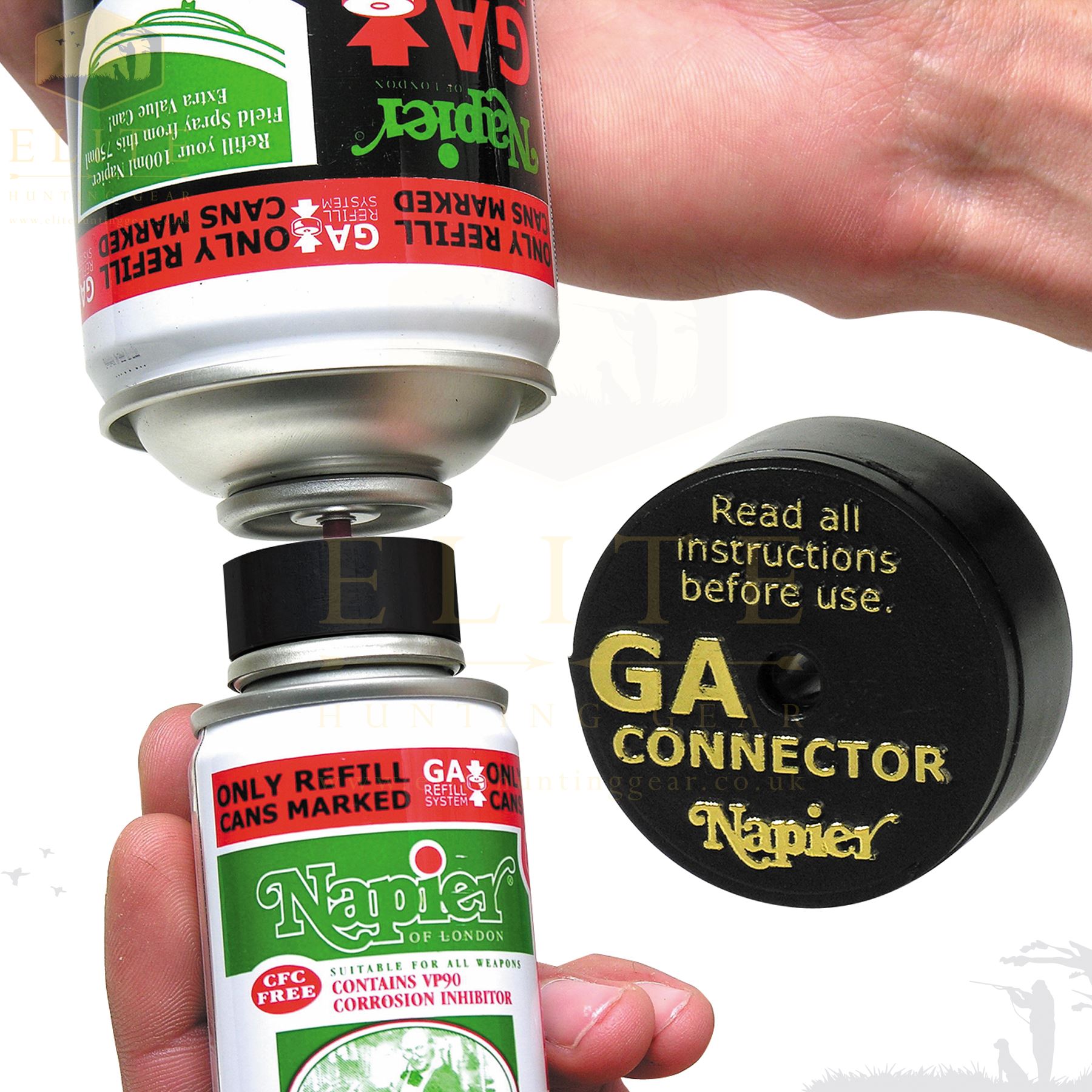 Napier Gun Cleaner & Lubricant GA Connector Refill Adaptor 750ml to