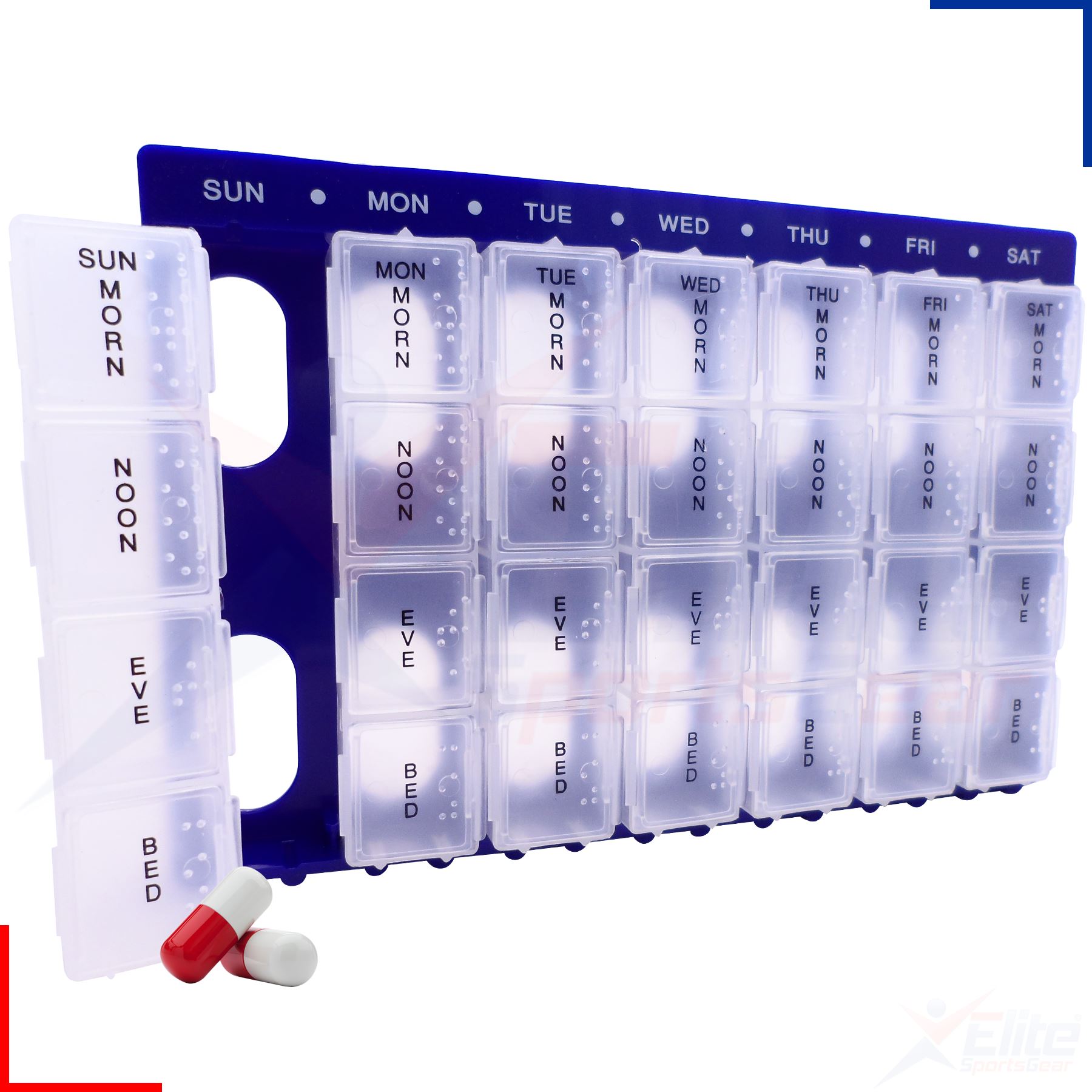 Small Weekly Pill Planner Storage Box Organiser 28 Medicine Compartment