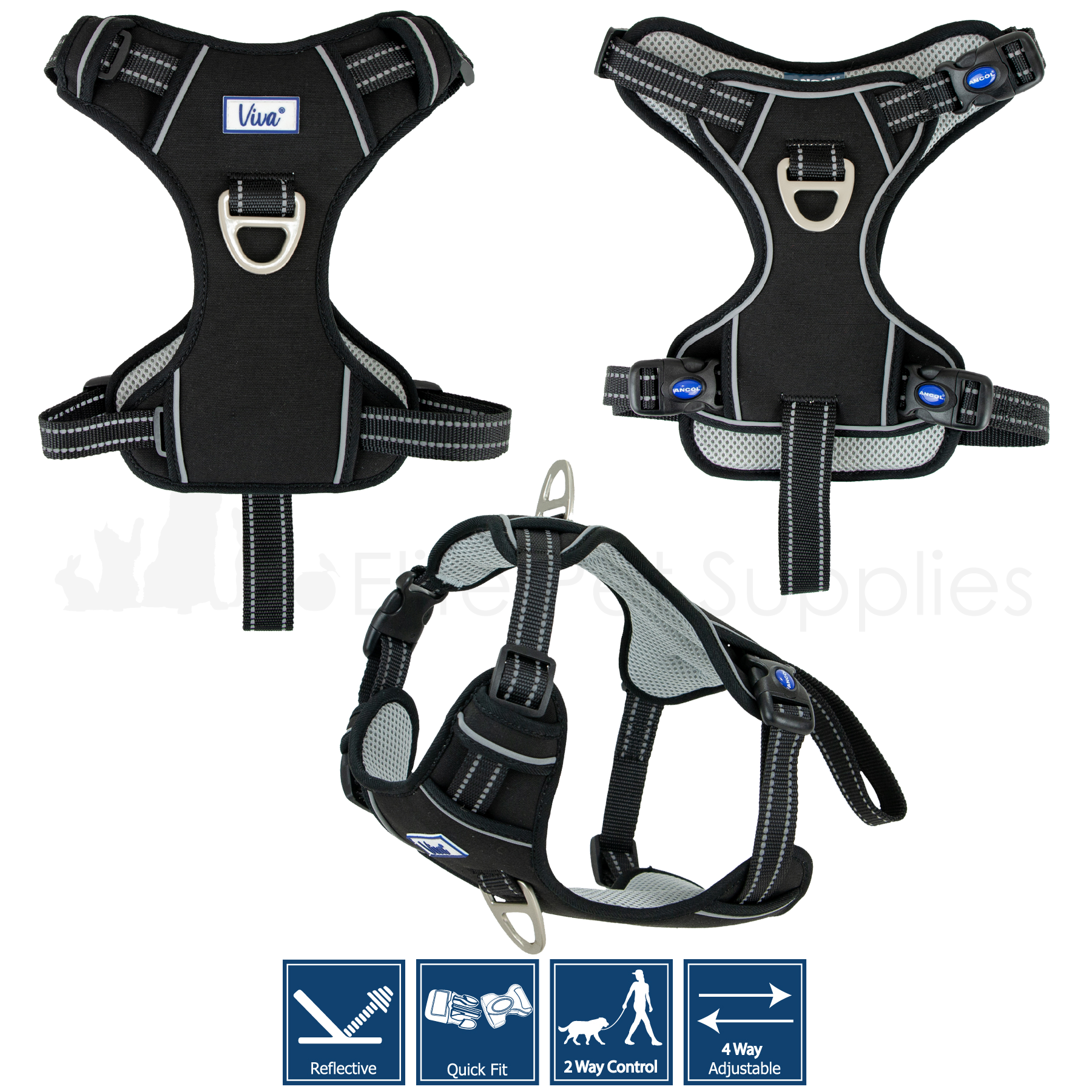Ancol Dog Travel Car Walking Harness Padded Seat belt Clip Lead Safety - Picture 2 of 17