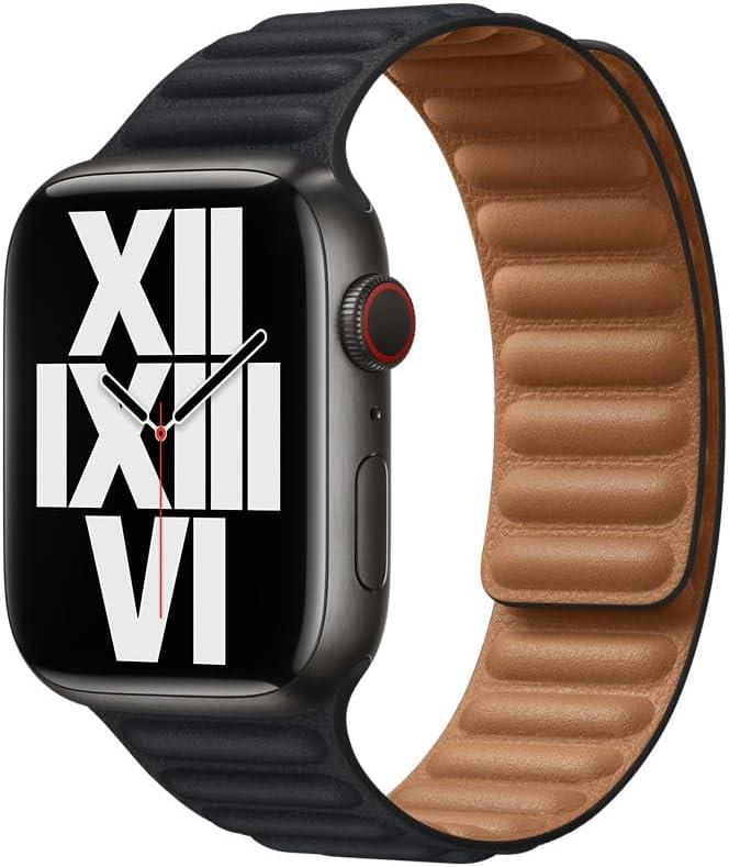 APPLE LEATHER LINK WATCH STRAP 42MM 44MM 45MM 49MM S/M M/L BLACK 