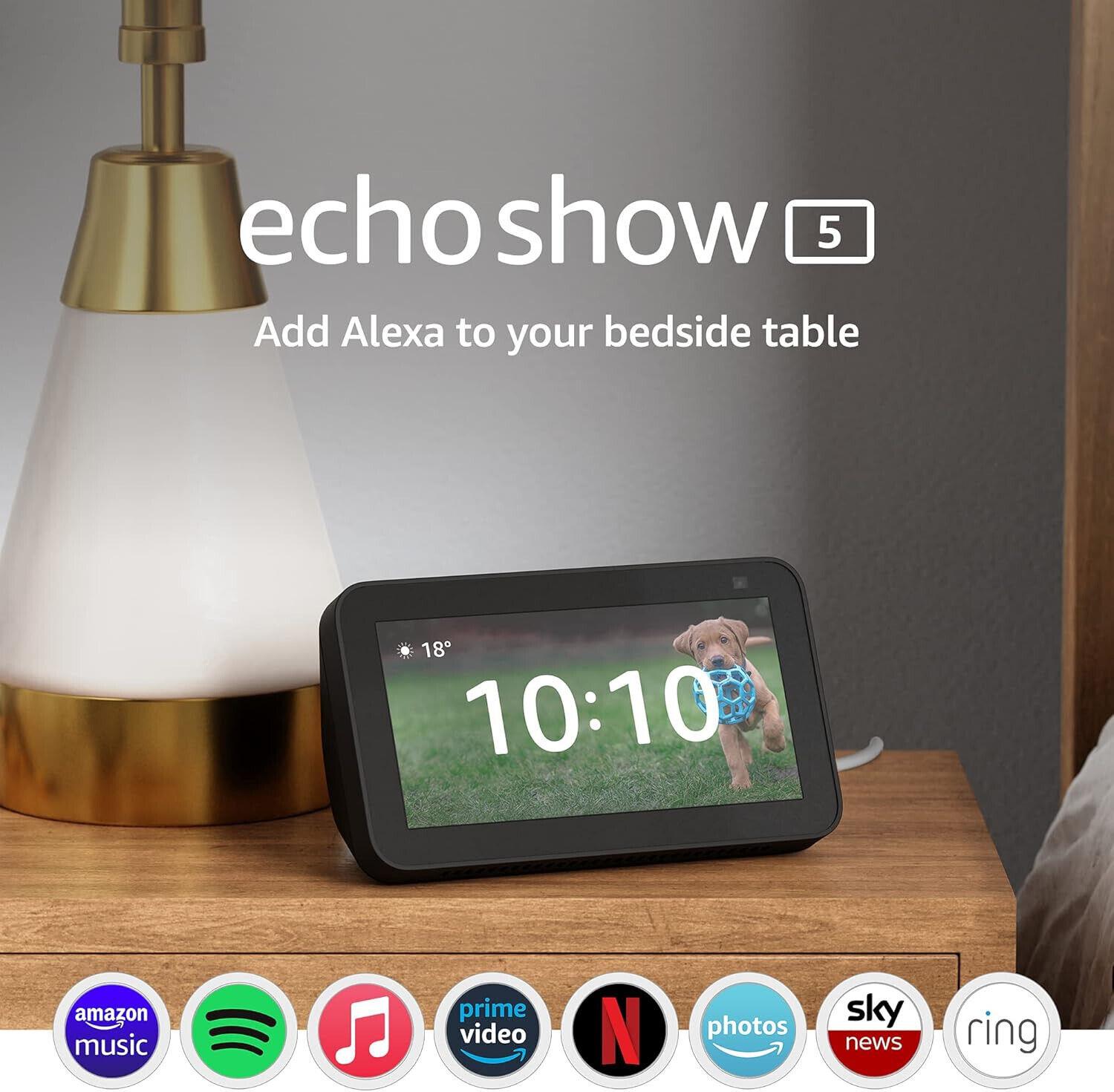 AMAZON ECHO SHOW 5 2ND GEN SMART SPEAKER TV DISPLAY WITH ALEXA - BLACK / WHITE - Picture 5 of 14
