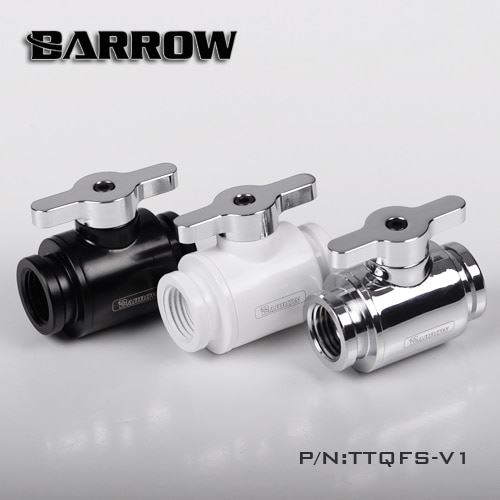Barrow G1/4 Mini Ball Valve, Matt Silver Handle - White - Picture 4 of 5