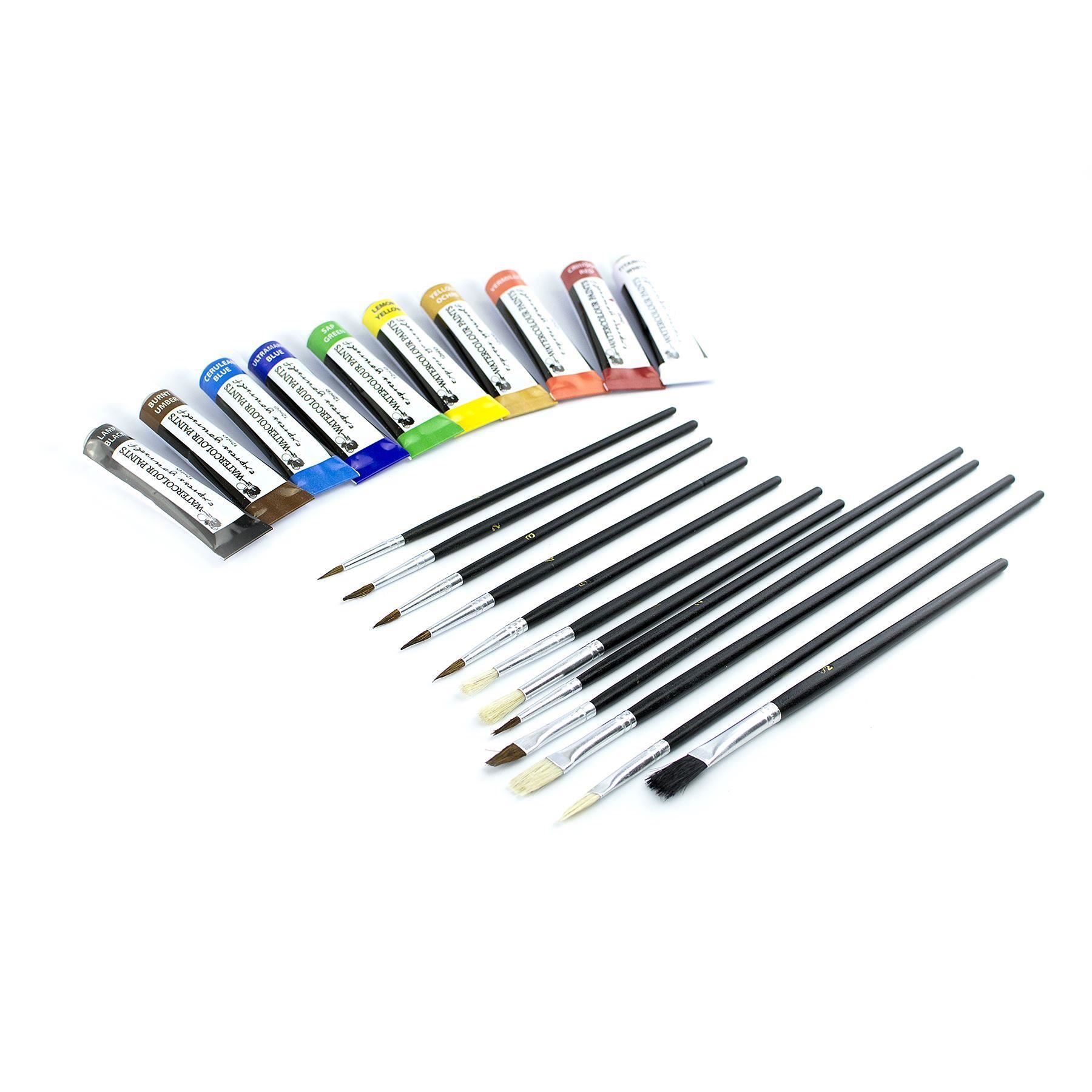 25 pcs Set 39 /"Easel acrilici olio Acquerello VERNICI pennelli tavolozza in legno