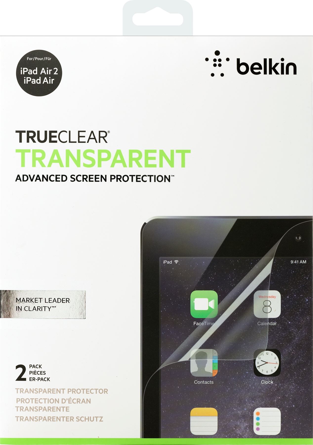 Belkin TrueClear Screen Protector 2Pack for iPad 2018 2017 Air 2 Ipad