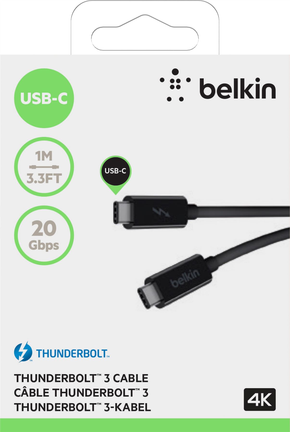 Belkin 0.9 m Thunderbolt 3 USBC to USBC Cable with Type C 3.1