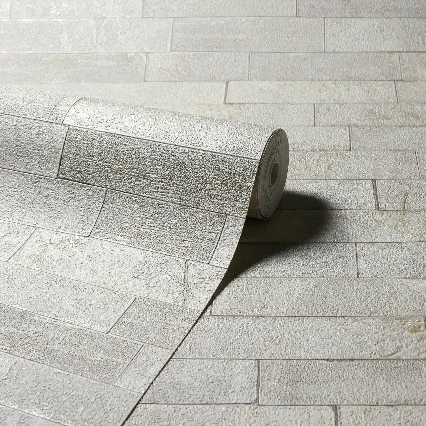 Arthouse Wallpaper Slate Brick Grey Taupe Heavyweight Textured Vinyl Paste Wall - Picture 8 of 8