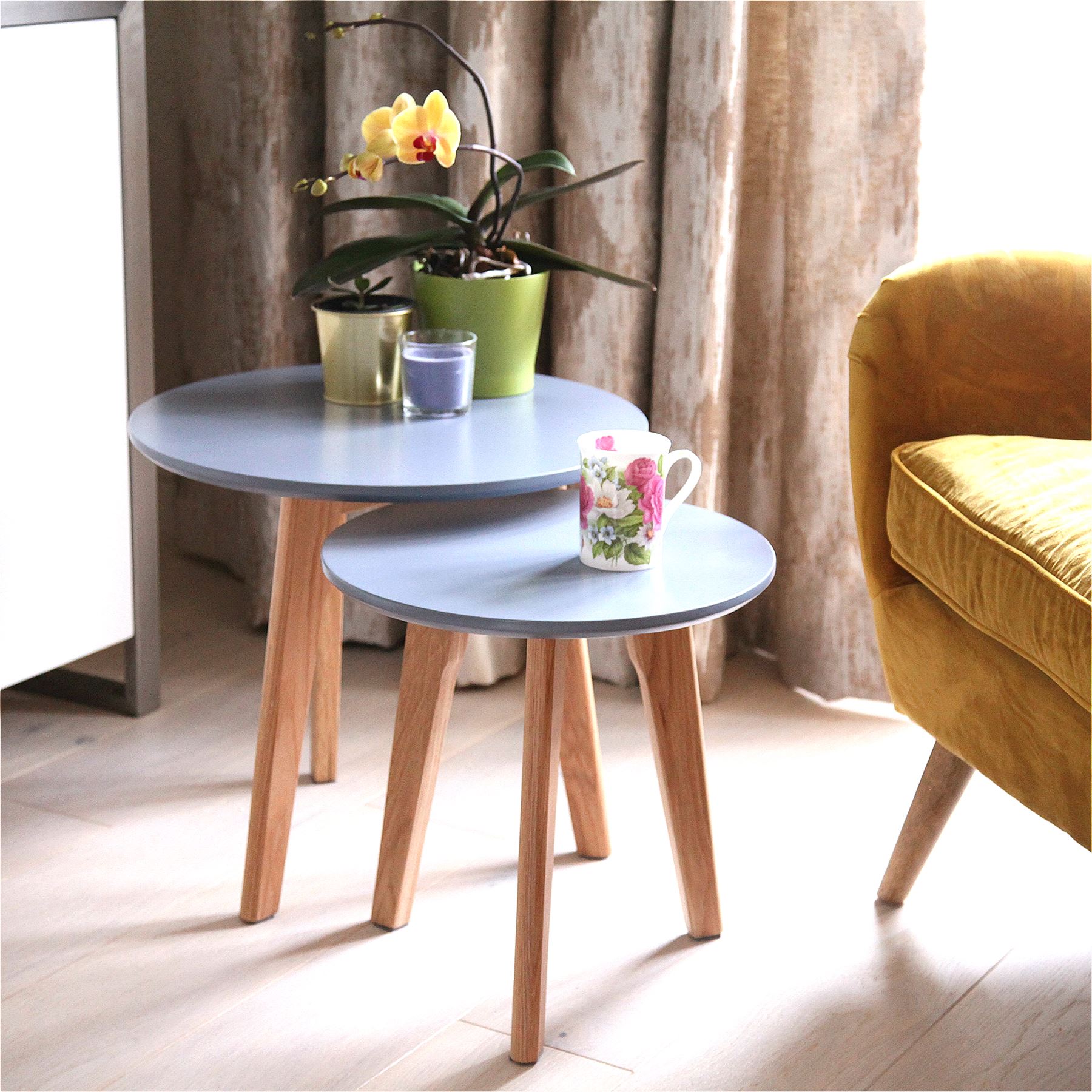 Scandinavian Nest Table Nesting Table Round Set In Pair Side Coffee Table