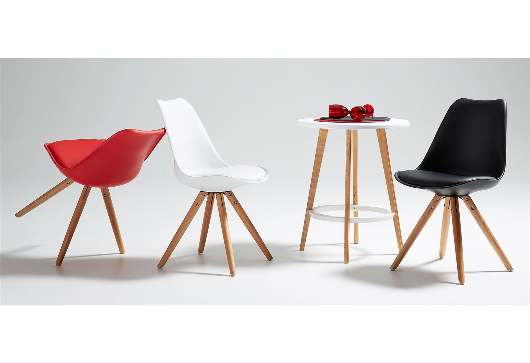 Set of 4 Tulip Star Dining chair with Cushion Contemporary and Wood