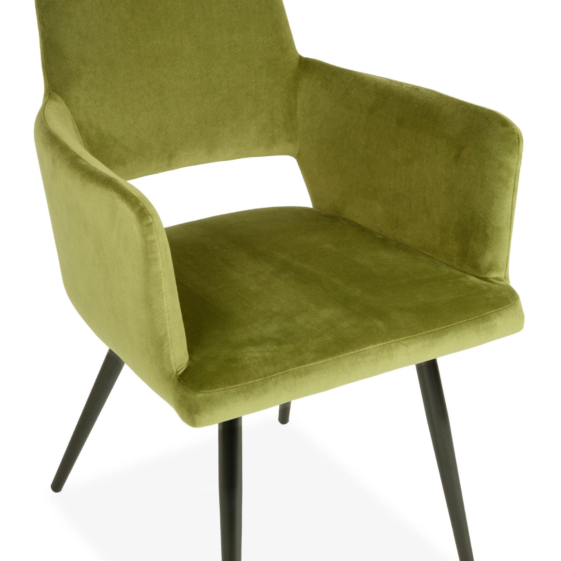 2x Velvet Dining Chairs with Black Legs Padded Seat Tub Chair Armchair