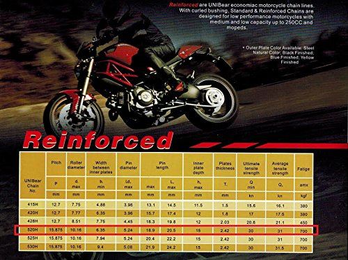 Suzuki Gz250 Chain M520HD-114 (520 Series) 114-Links Standard Non O-Ring Chain With Connecting 520 Chain 120 Link - Foto 8