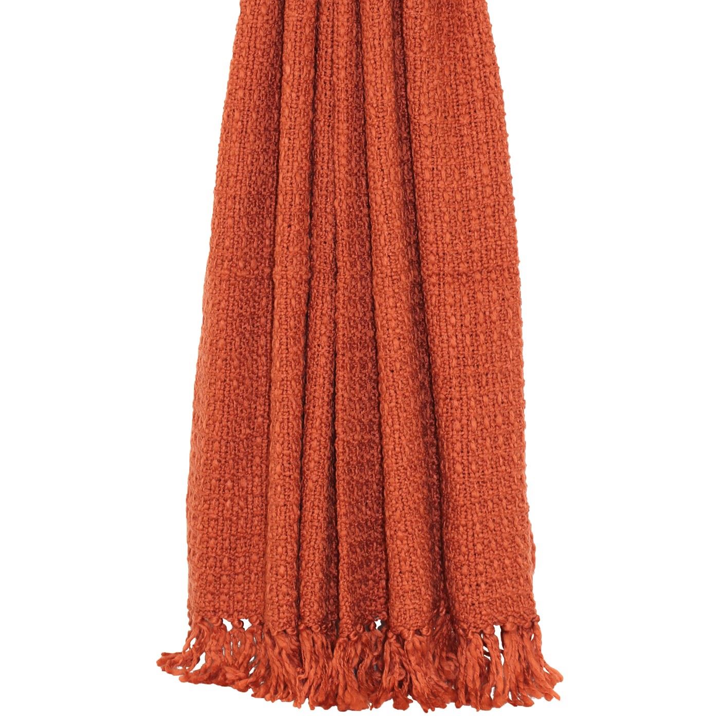 PLAIN SOFT KNITTED BURNT ORANGE TASSELLED THROW BLANKET 150CM X 200CM 5025532298065 eBay