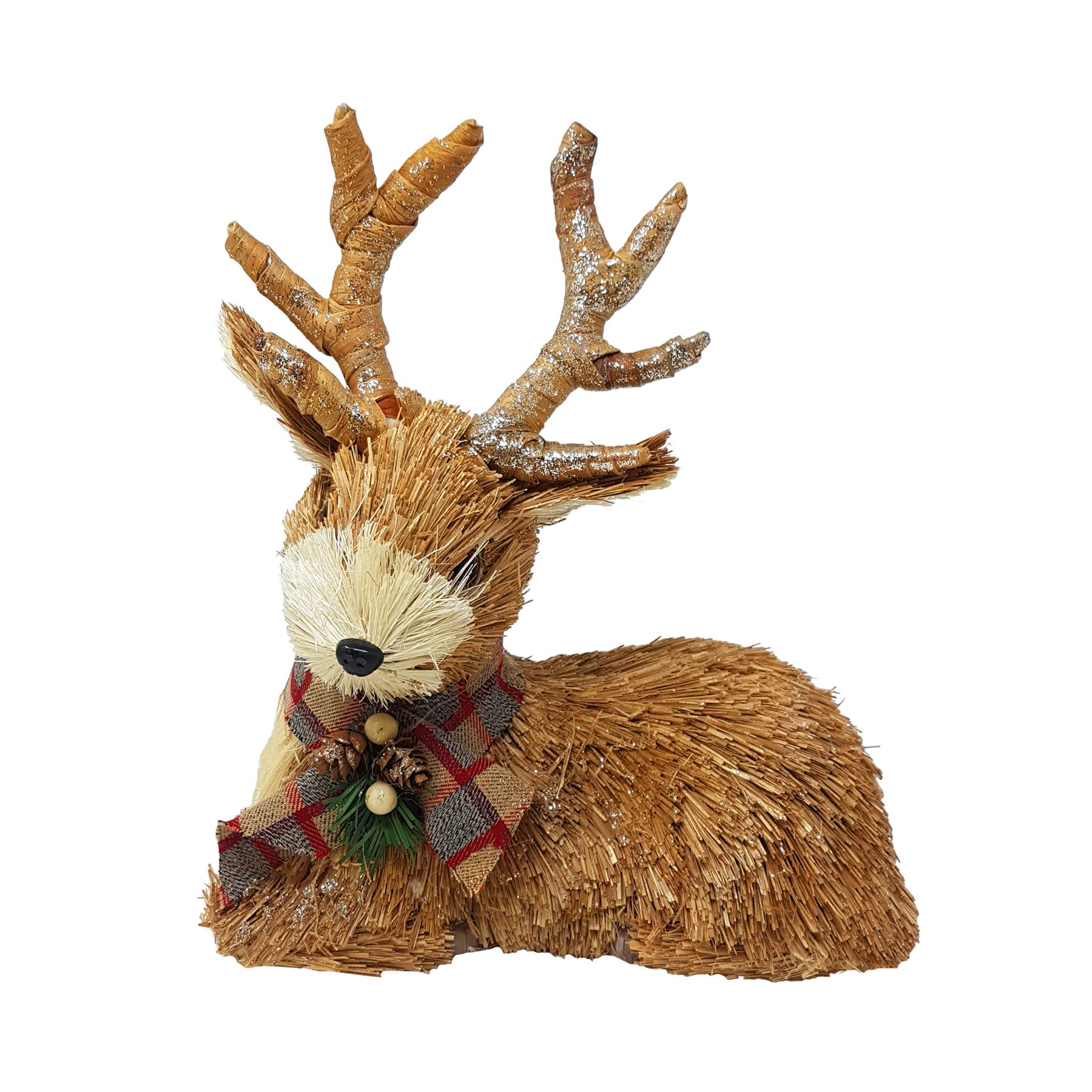 BOXED CUTE GOLD CHRISTMAS REINDEER RUDOLPH STAG GLITTER DECORATION