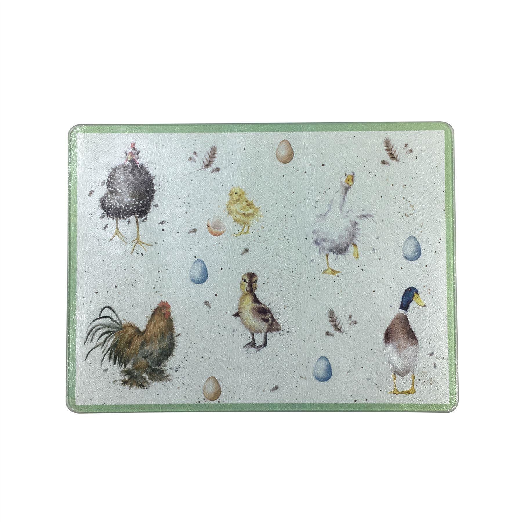 Farmyard Cockerel 40cm x 30cm Glass Worktop Saver