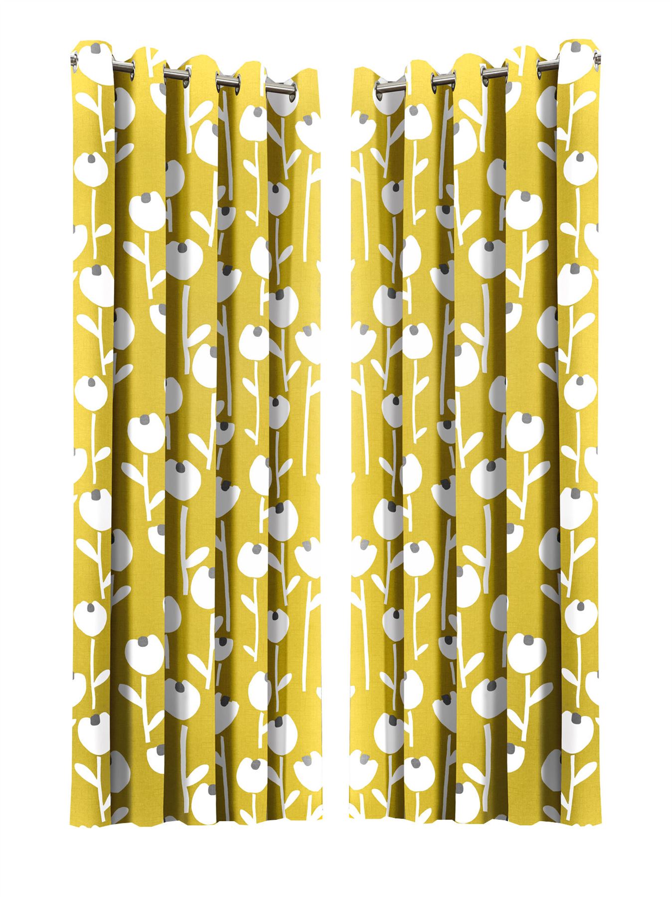 Flower Silhouette Patterned Yellow White Fully Lined Anneau Top