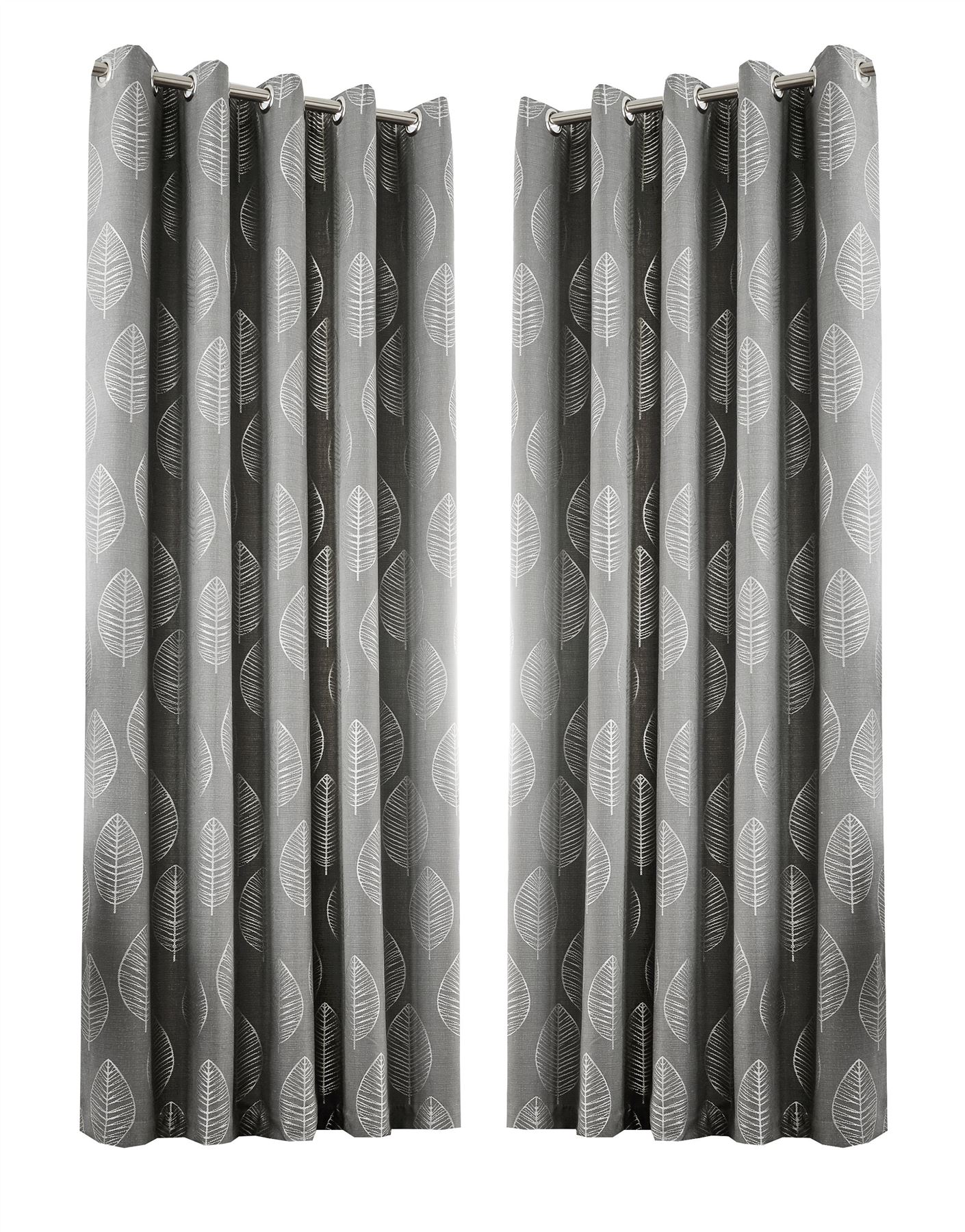 JACQUARD Skandi Foglie Grigio argentoo completamente foderato Tende ad ad ad Anelli dimensioni 7 364bd6 JACQUARD Skandi Foglie Grigio argentoo completamente foderato Tende ad ad ad Anelli dimensioni 7 364bd6