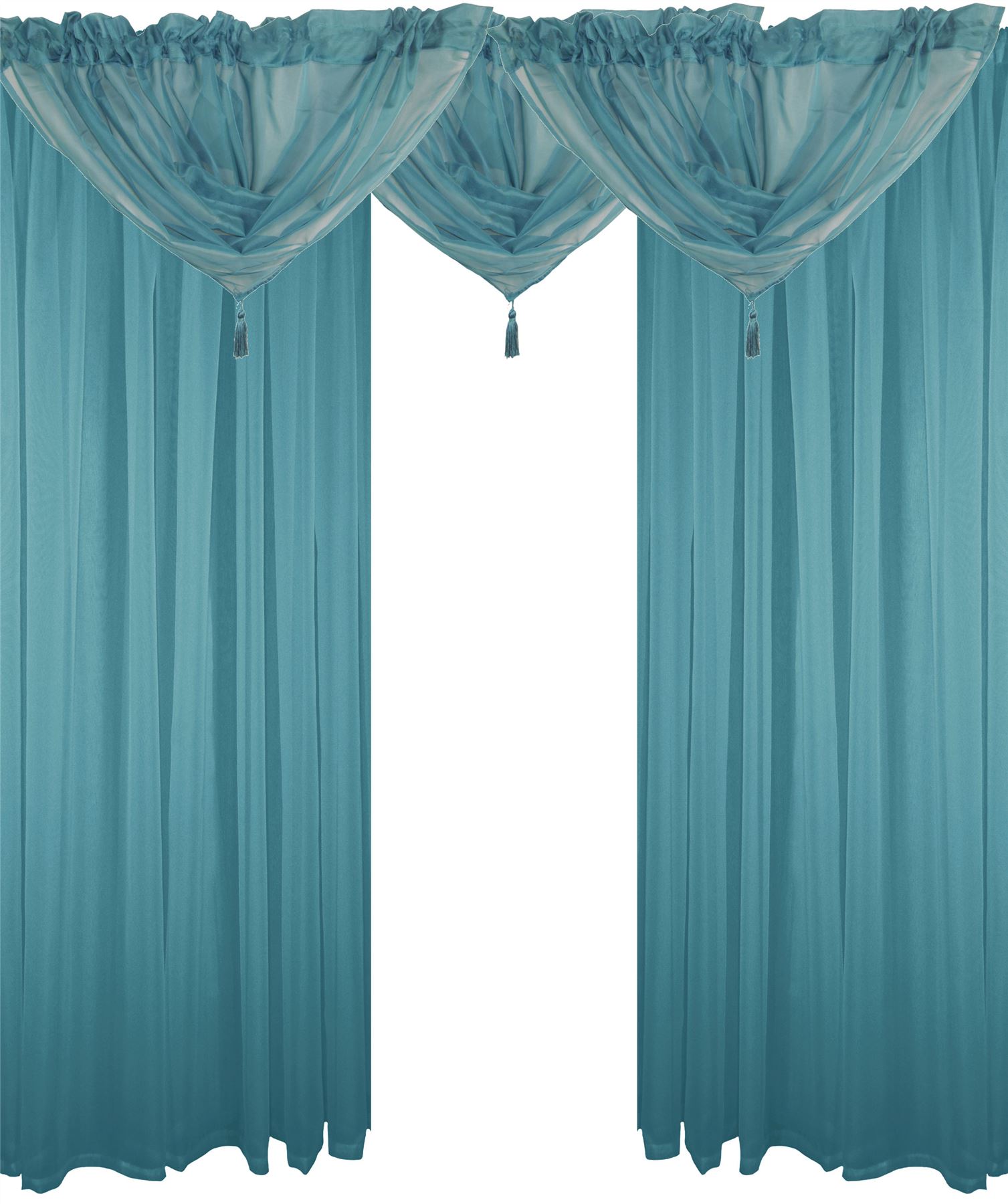 Home Garden Curtains Drapes Valances Teal Orange 9 Piece