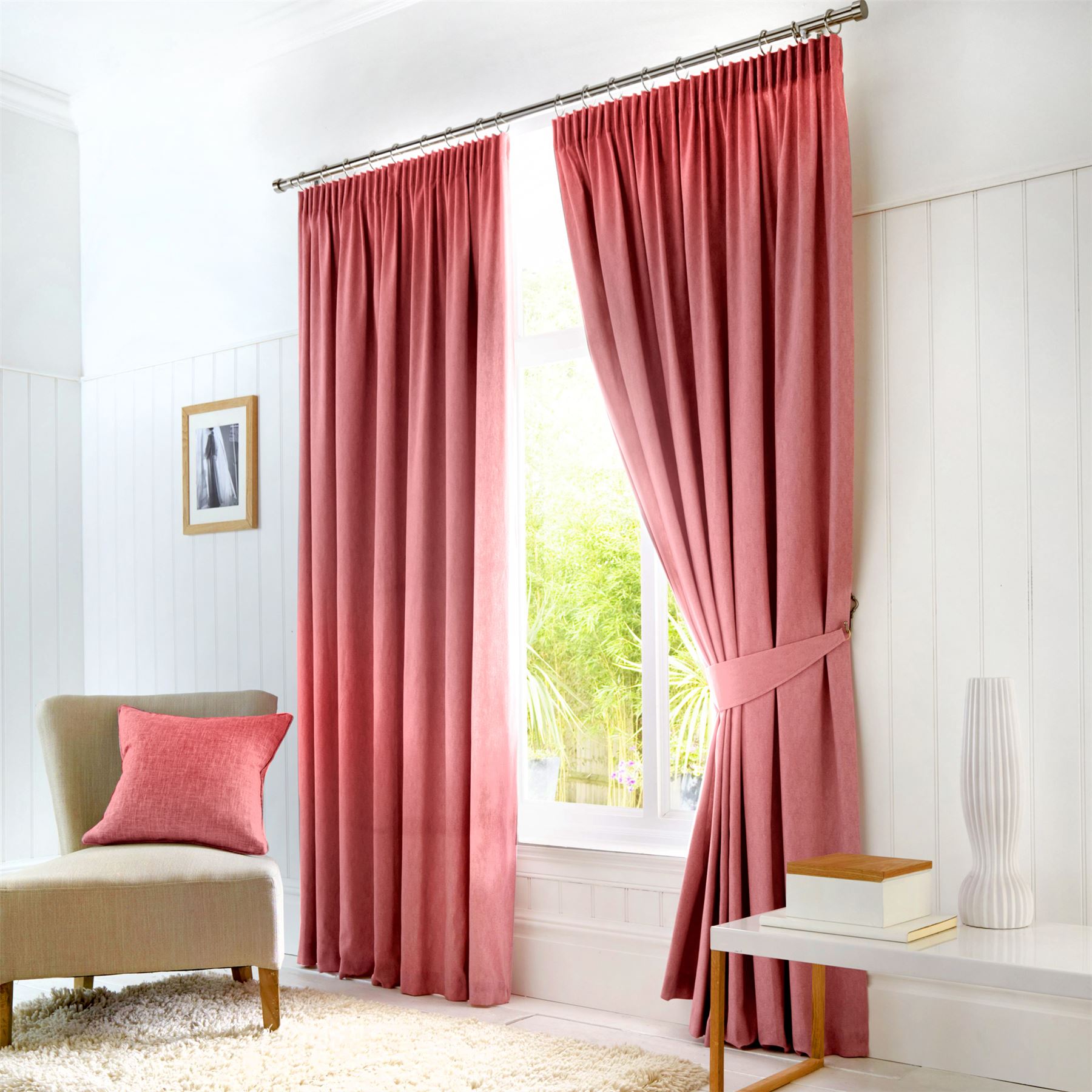 Plain Blush Pink Blackout Lined Pencil Pleat Curtains 9 Sizes Ebay