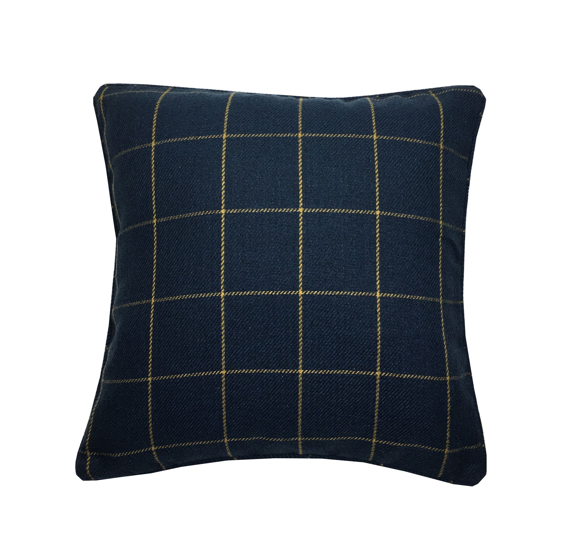 CHECK WOVEN PIPED NAVY BLUE OCHRE GOLD 18” 45CM CUSHION COVER eBay