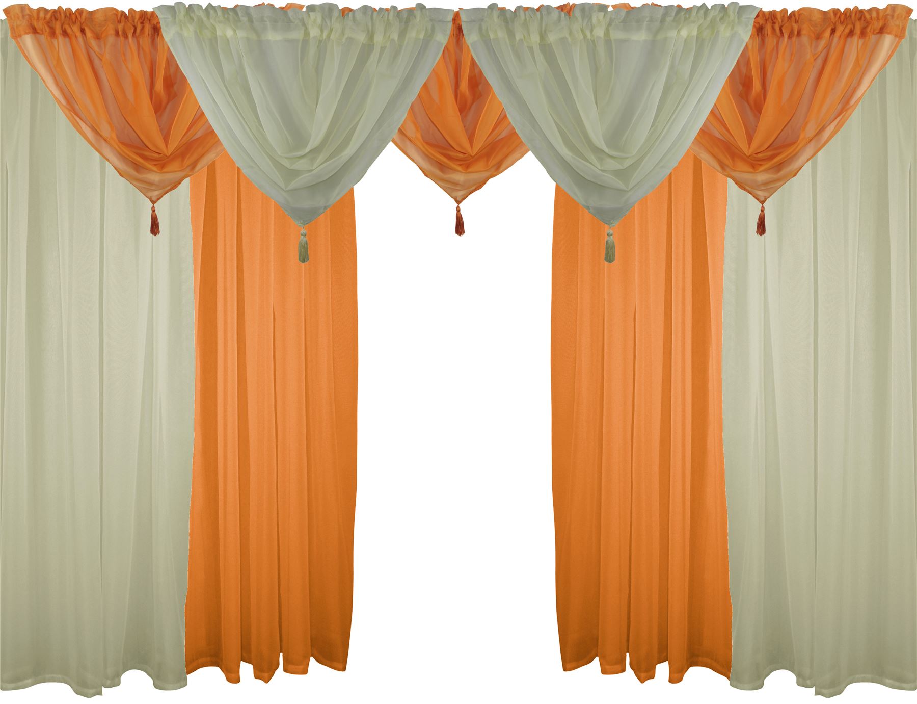 Cream Amp Orange 9 Piece Voile Set 72 183cm Rod Pocket Curtains