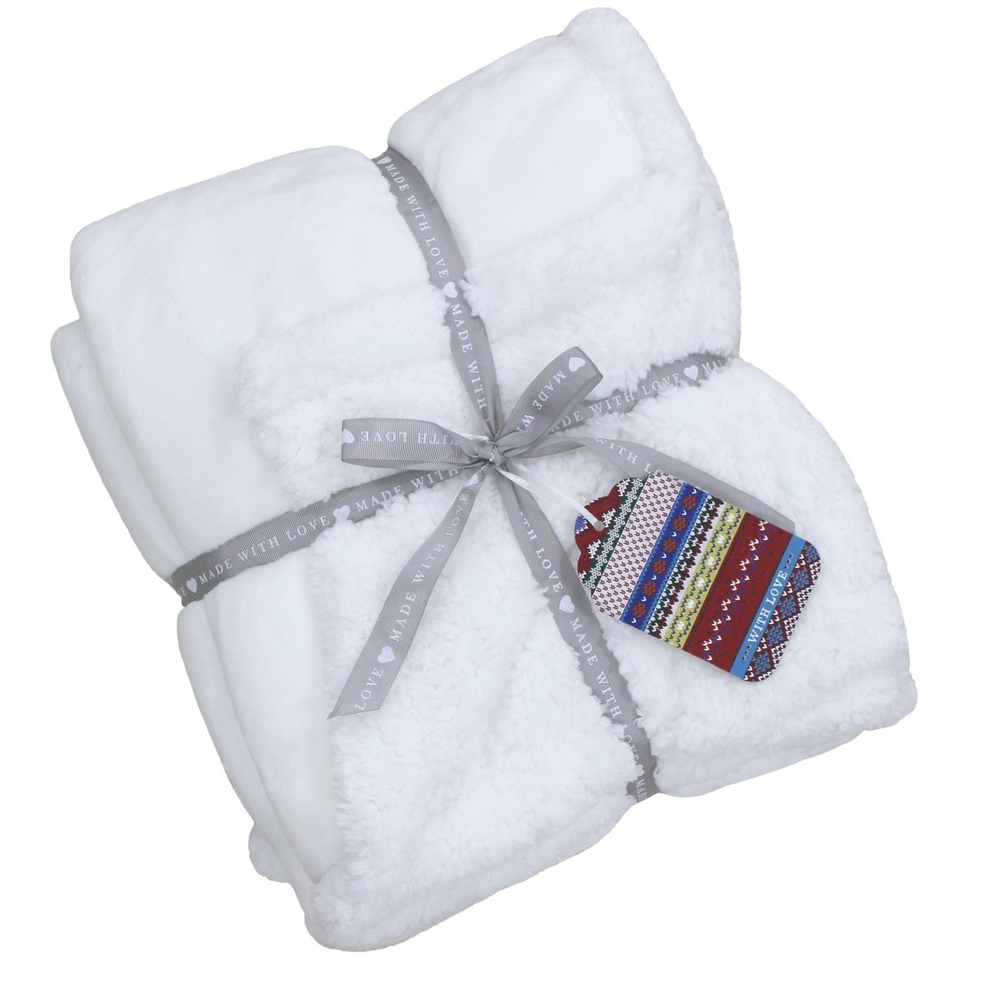 PLAIN WHITE FLEECE SHERPA THROW BLANKET 127CM X 152CM eBay