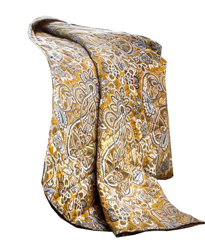Paisley Gestreift Ocker Gold Weiß Baumwollmischung King Size 5 Teiliges