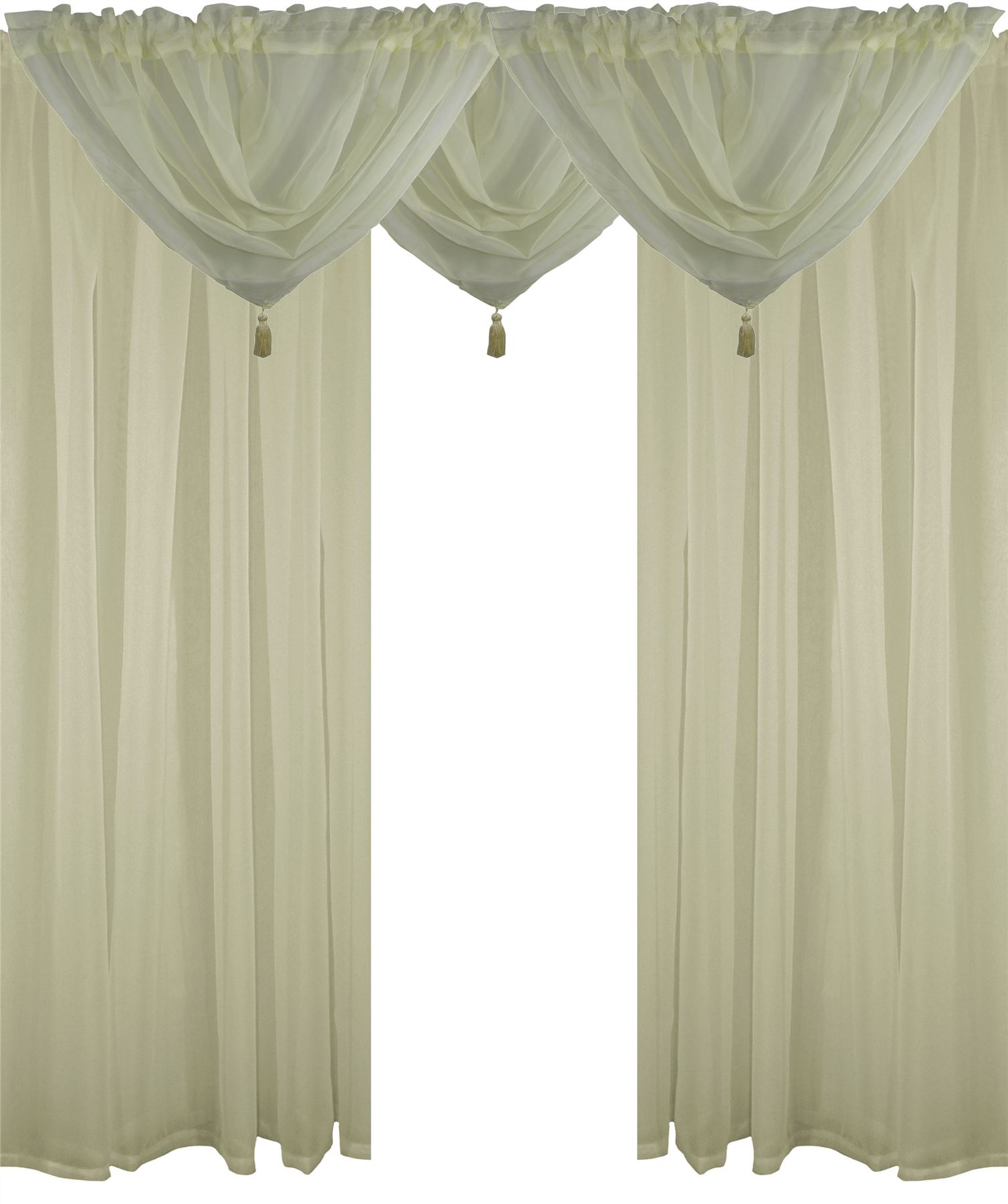Cream 5 piece voile set rod pocket curtains