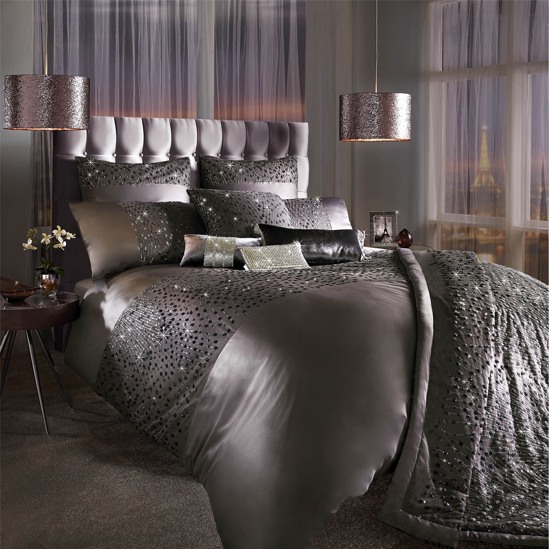 KYLIE MINOGUE EVA MAUVE SATIN SUPER KING 200TC 7 PIECE BEDDING SET eBay