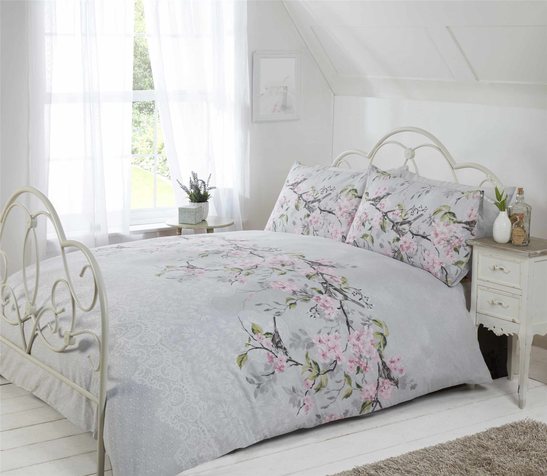 grey and pink single duvet cover