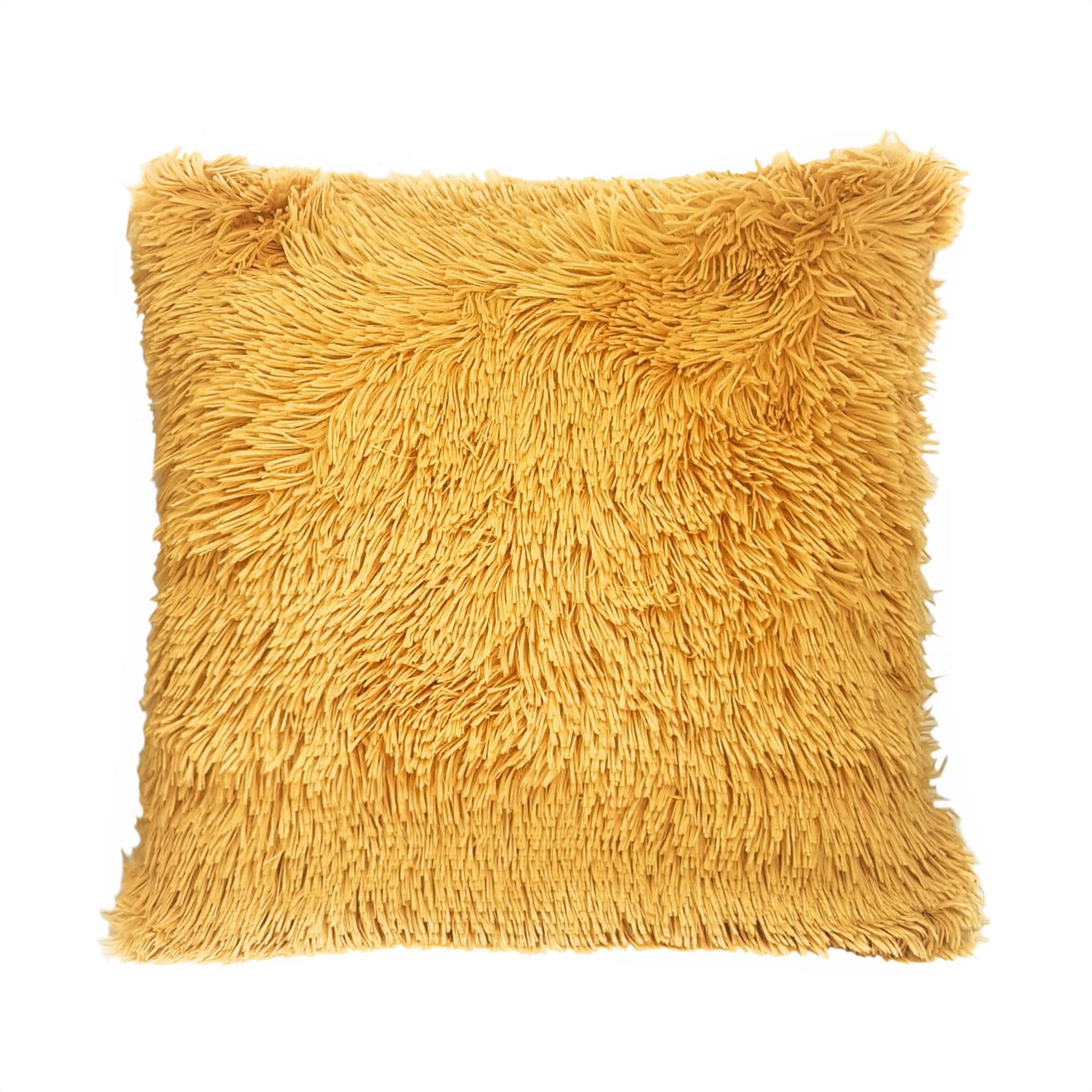 2 X Sehr Weich Flauschig Fellimitat Gold Ocker Gelb Kissenbezüge 45.7cm