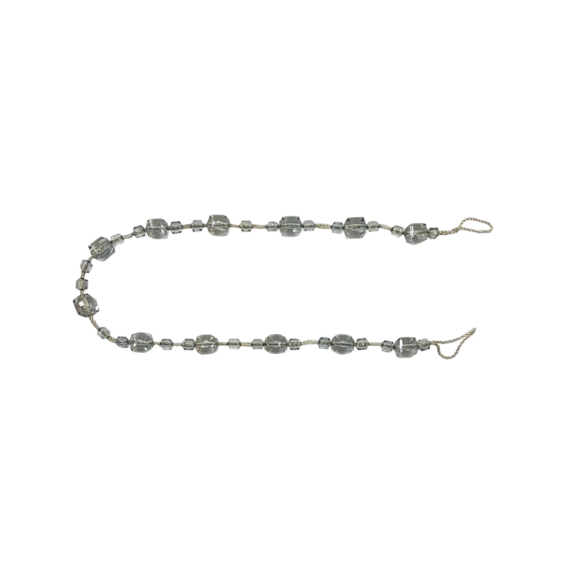 2 X Smoke Silver Grey Beaded Drape Curtain Voile Tie Back Tiebacks