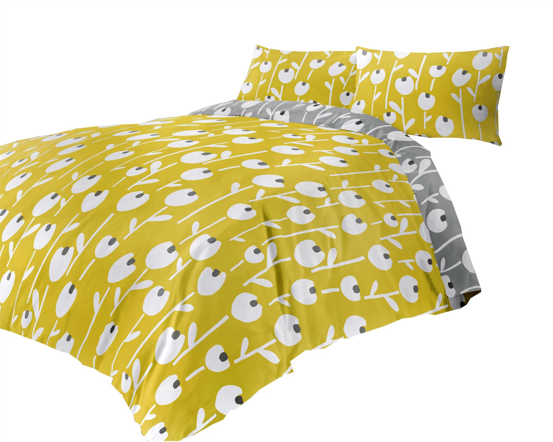 Fleur silhouette à motifs Peach en coton mélangé blanc taille King housse de couette